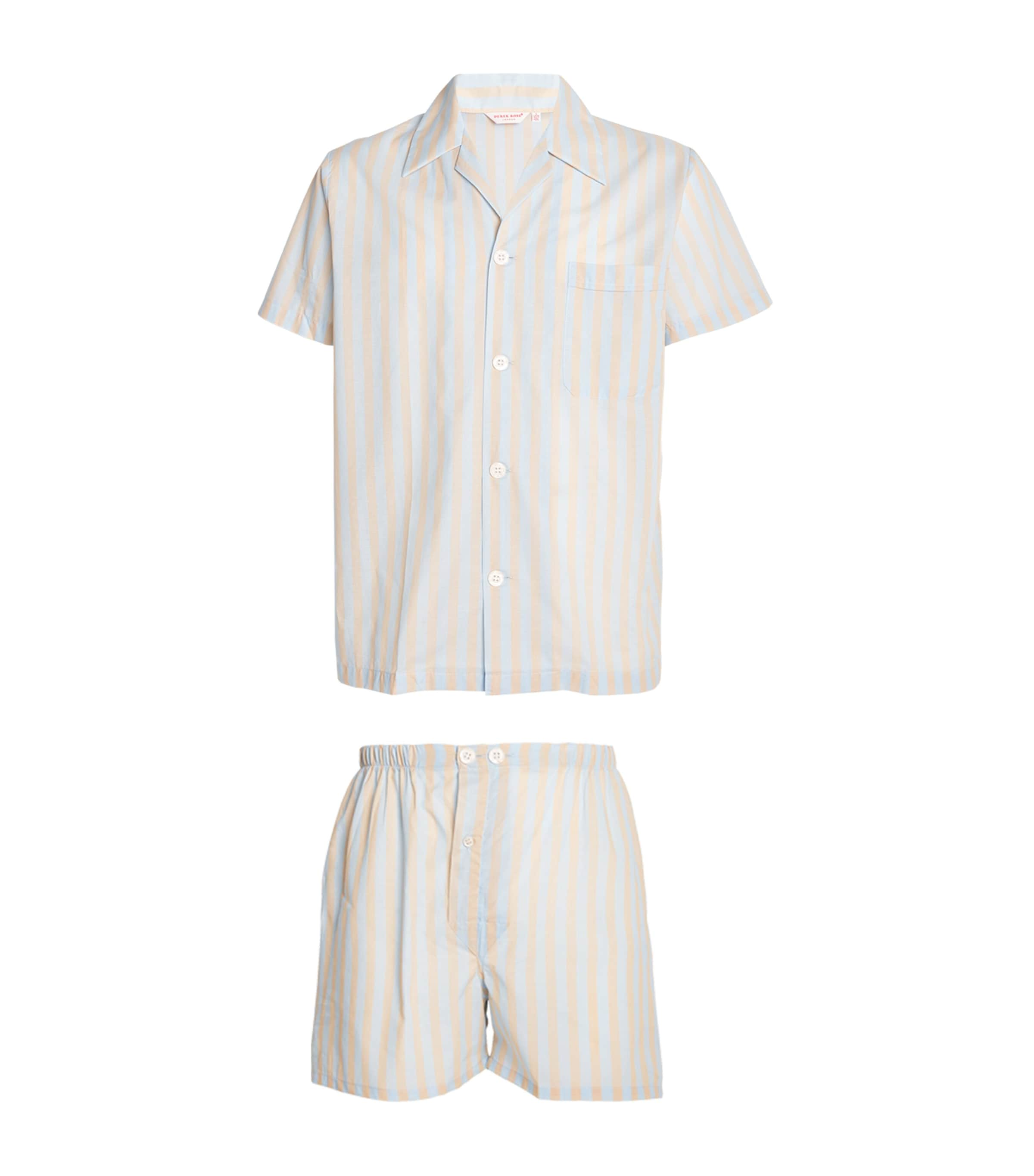 Shop Derek Rose Cotton Amalfi Striped Pyjama Set In Blue