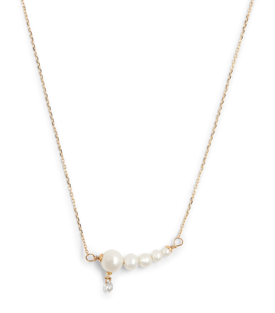 Persée Yellow Gold, Diamond and 5-Pearl Gradient Chain Necklace Yellow Gold Image 1