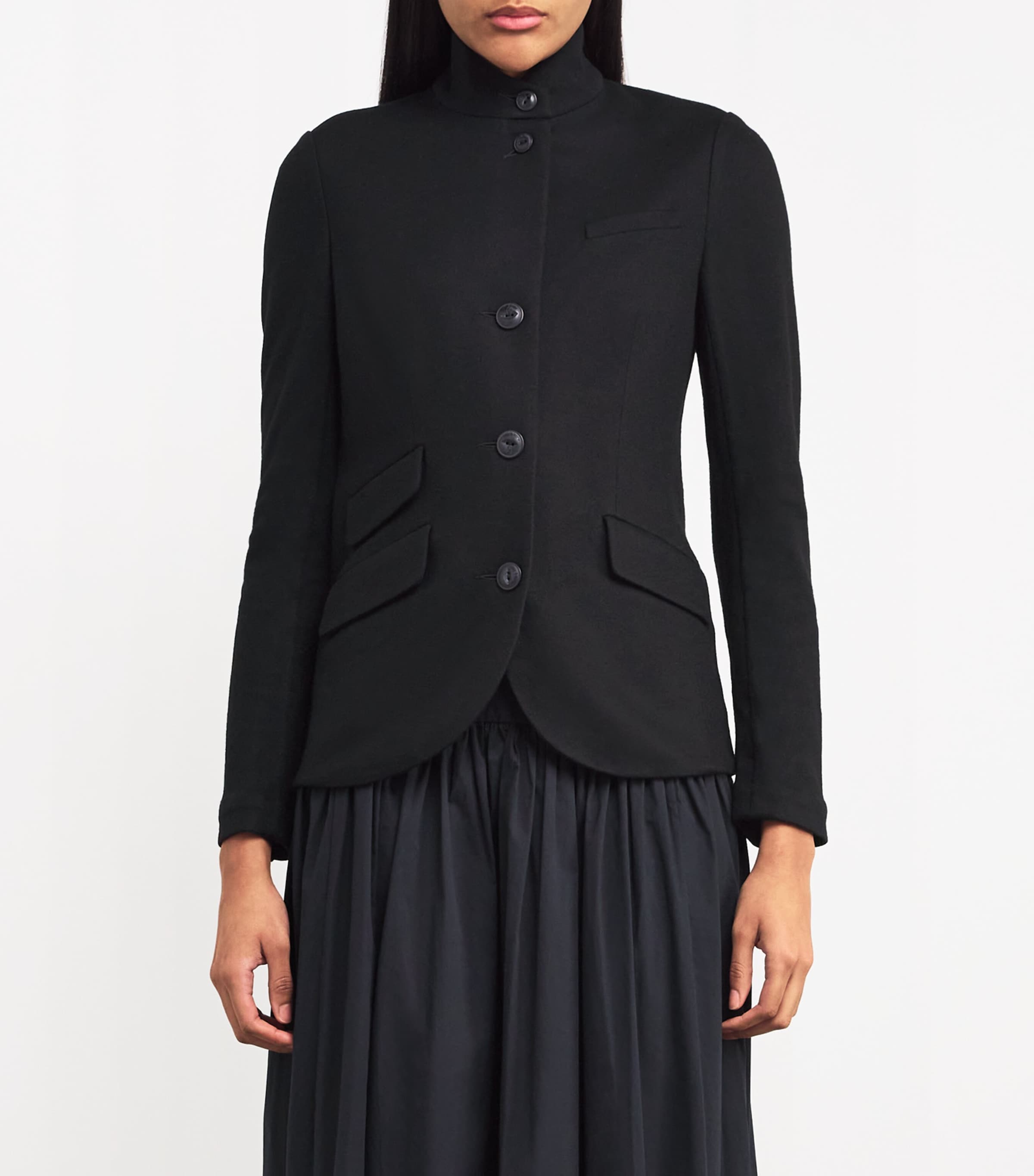 Wool Stand-Collar Slade Blazer BLACK Image 3