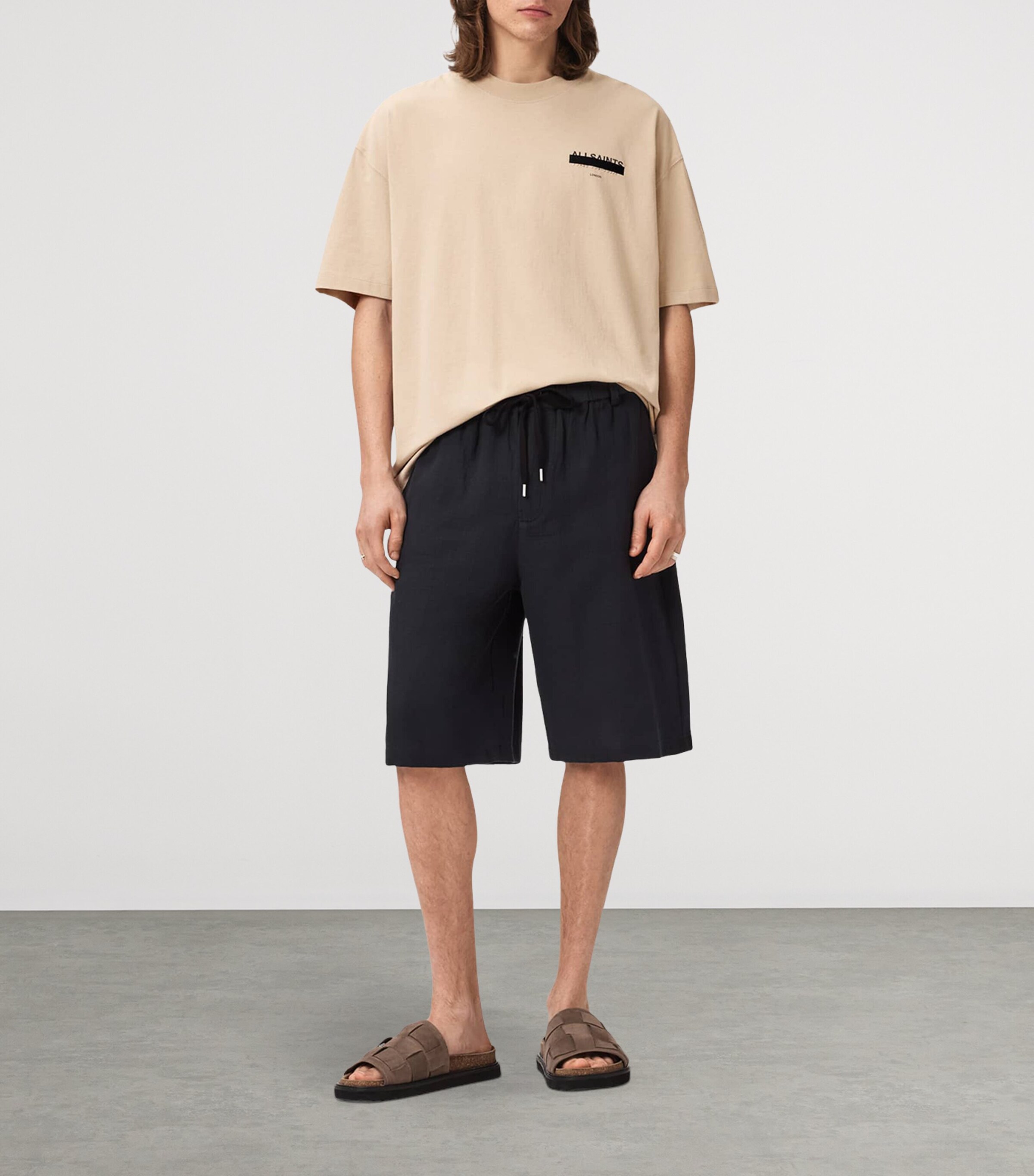 AllSaints Mens Organic Cotton Redact T-Shirt Sunset Brown Image 7