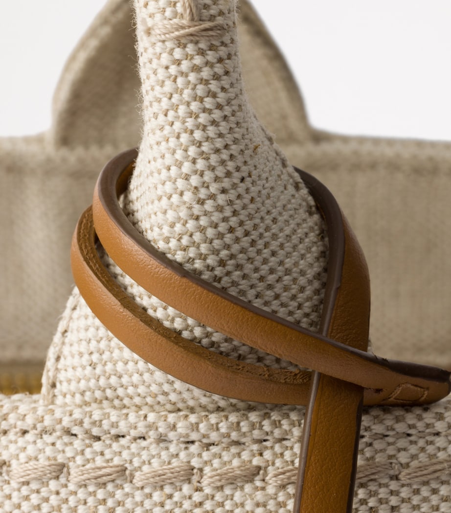 Prada Large Cotton-Linen Top-Handle Bag Image 6