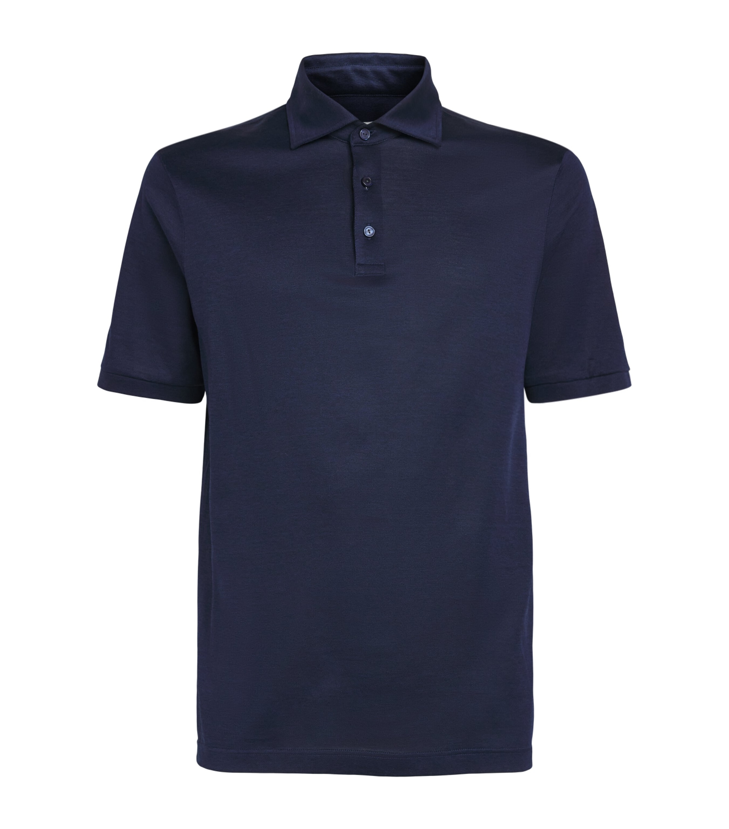 Eton Mens Cotton Filo di Scozia Polo Shirt Navy Blue Image 1