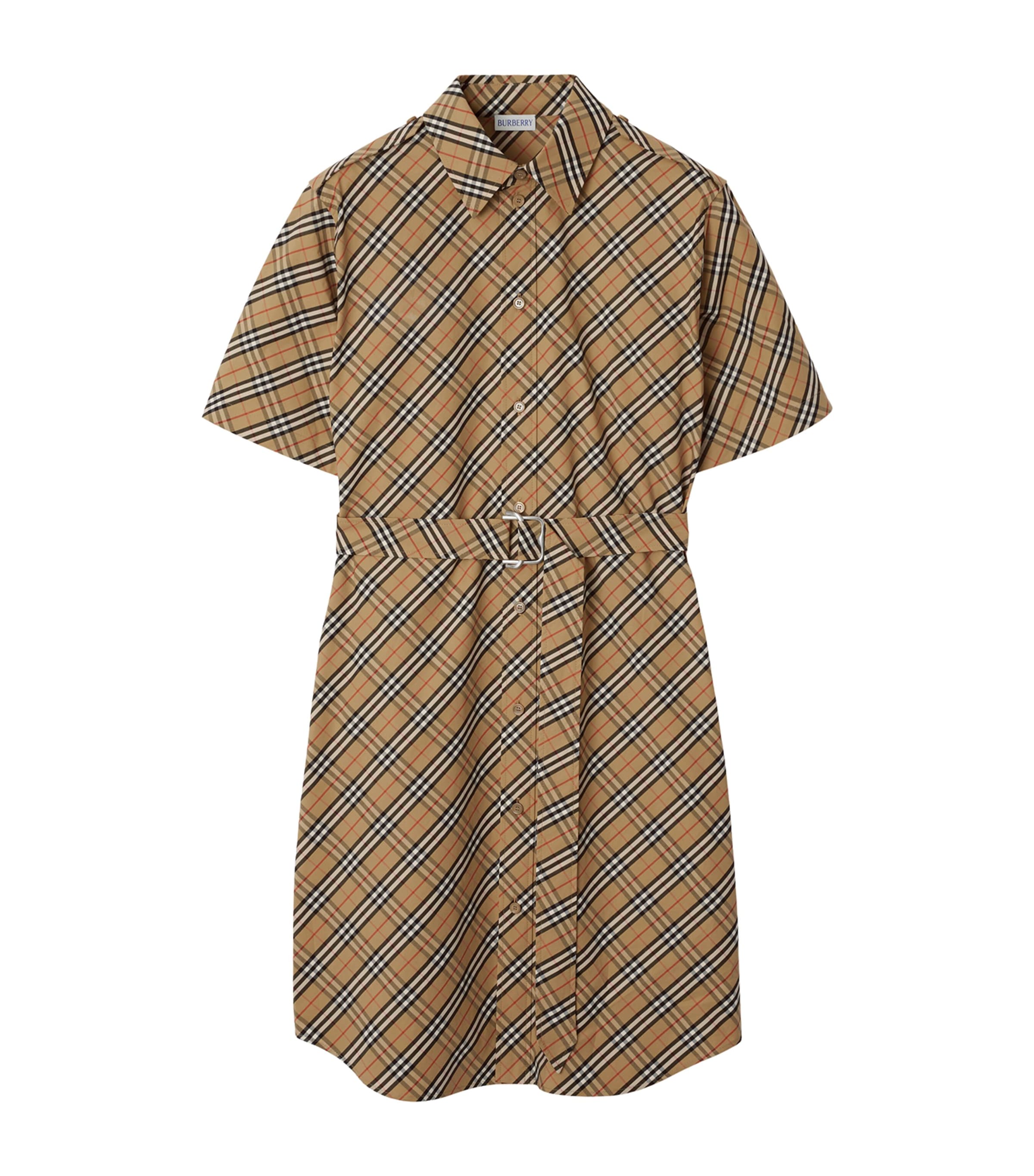 Burberry Cotton Check Mini Dress In Multi