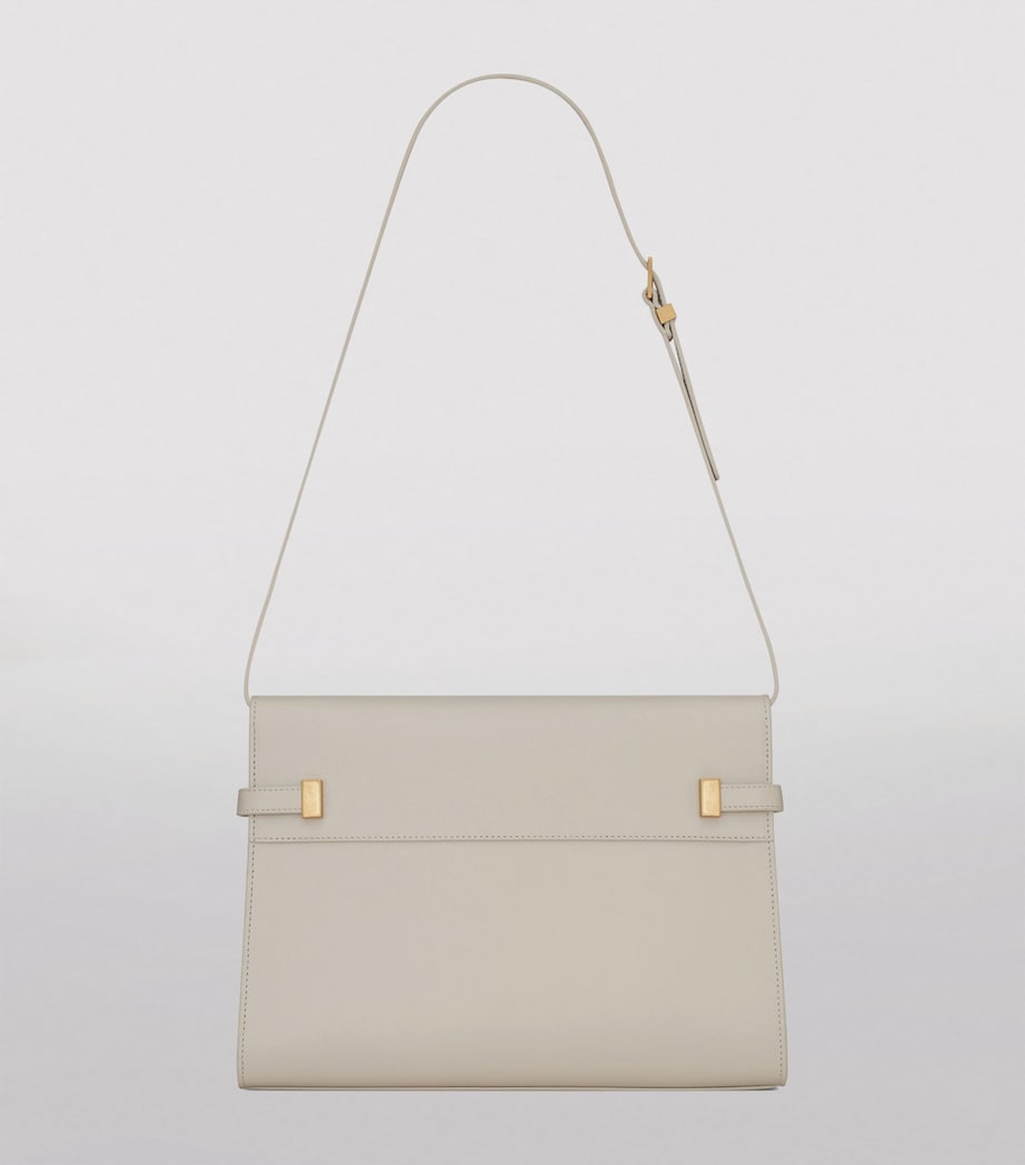 Saint Laurent Small Leather Canvas Manhattan Tote Bag Image 3