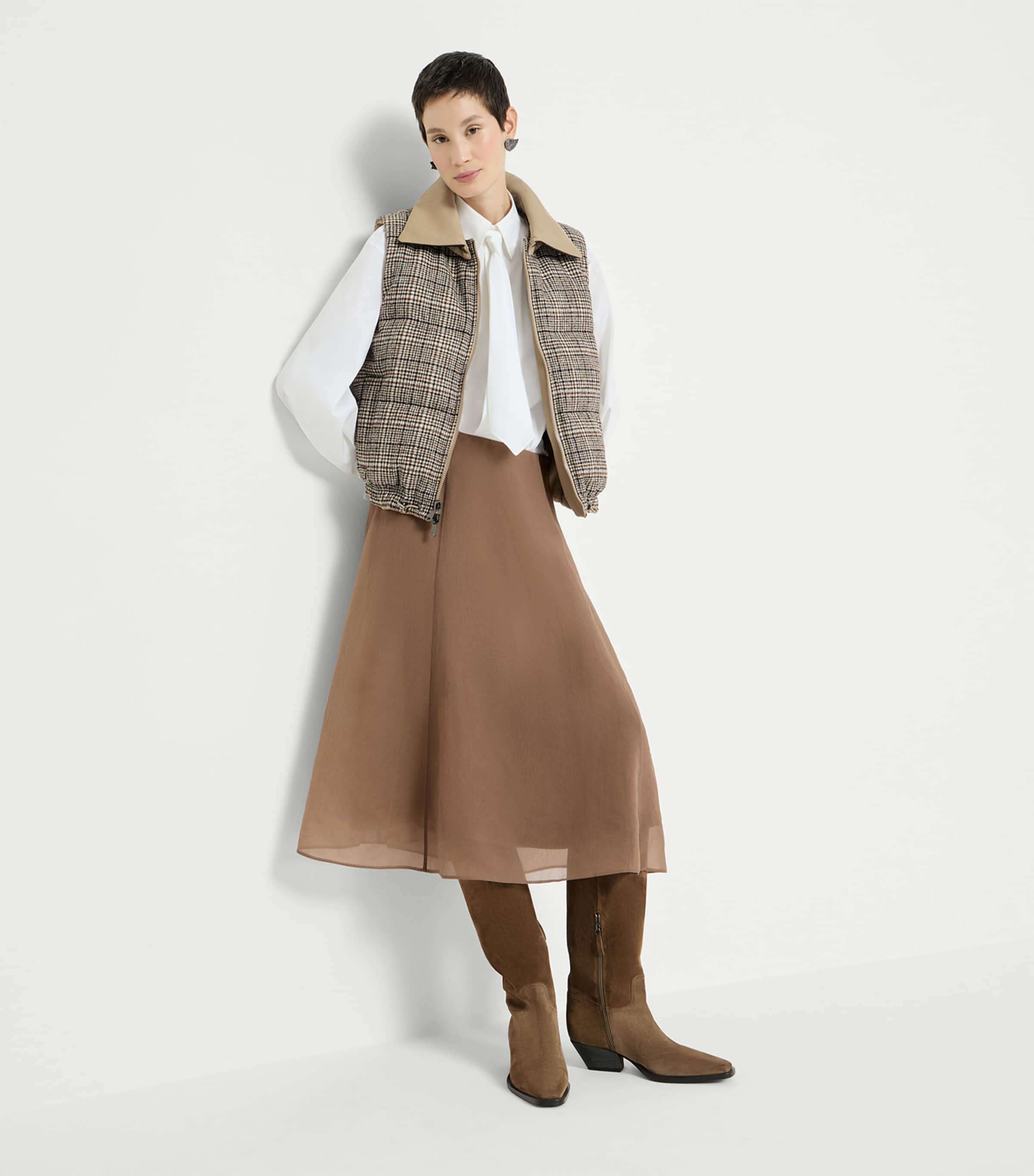 Brunello Cucinelli Womens Silk Midi Skirt Image 4