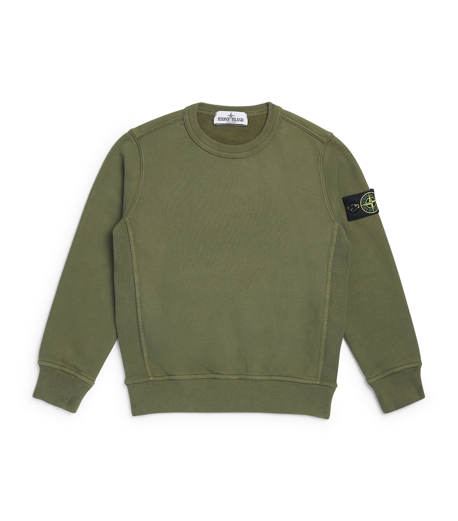 Stone Island Junior Cotton Badge Sweatshirt (2-14 Years) Military Green Image 1