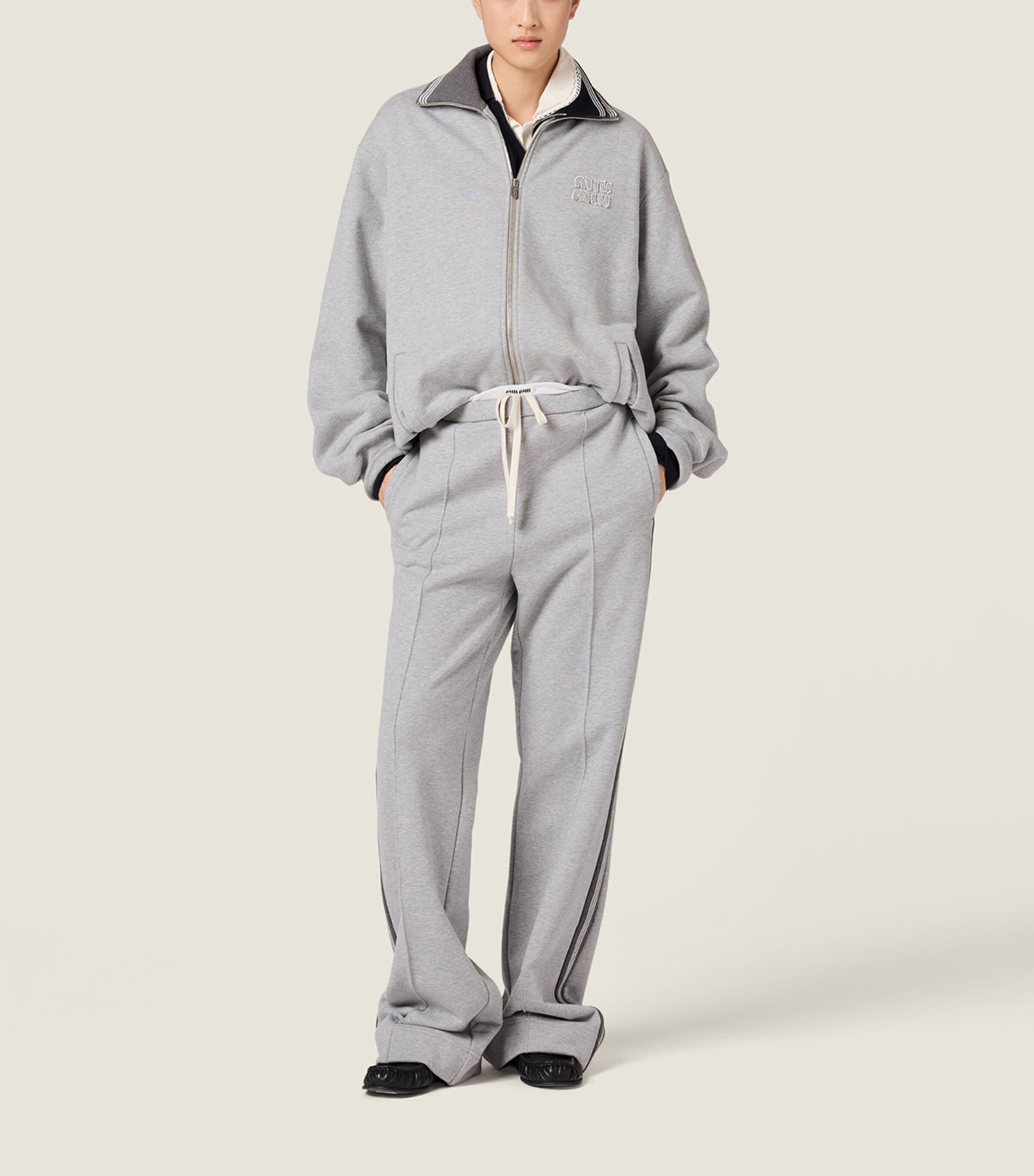 Miu Miu Womens Cotton Fleece Stripe Sweatpants Image 2