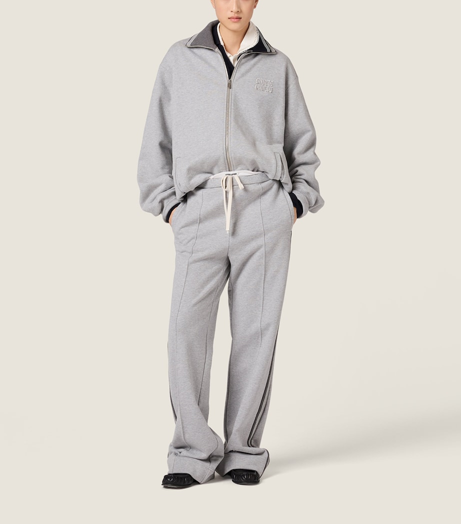 Miu Miu Womens Cotton Fleece Stripe Sweatpants Image 2