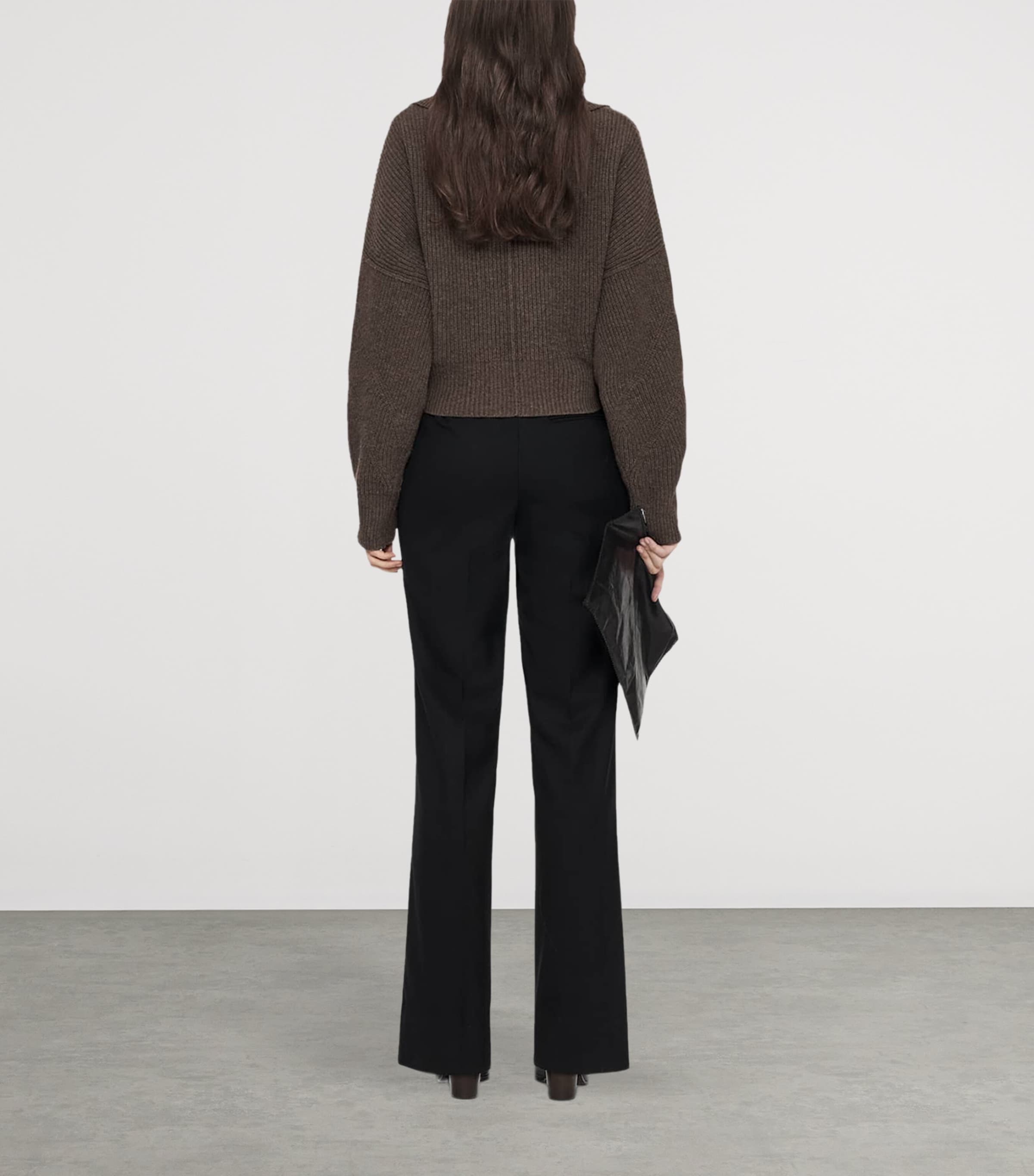AllSaints Womens Wool Caron Collared Cardigan Mole Brown Image 7