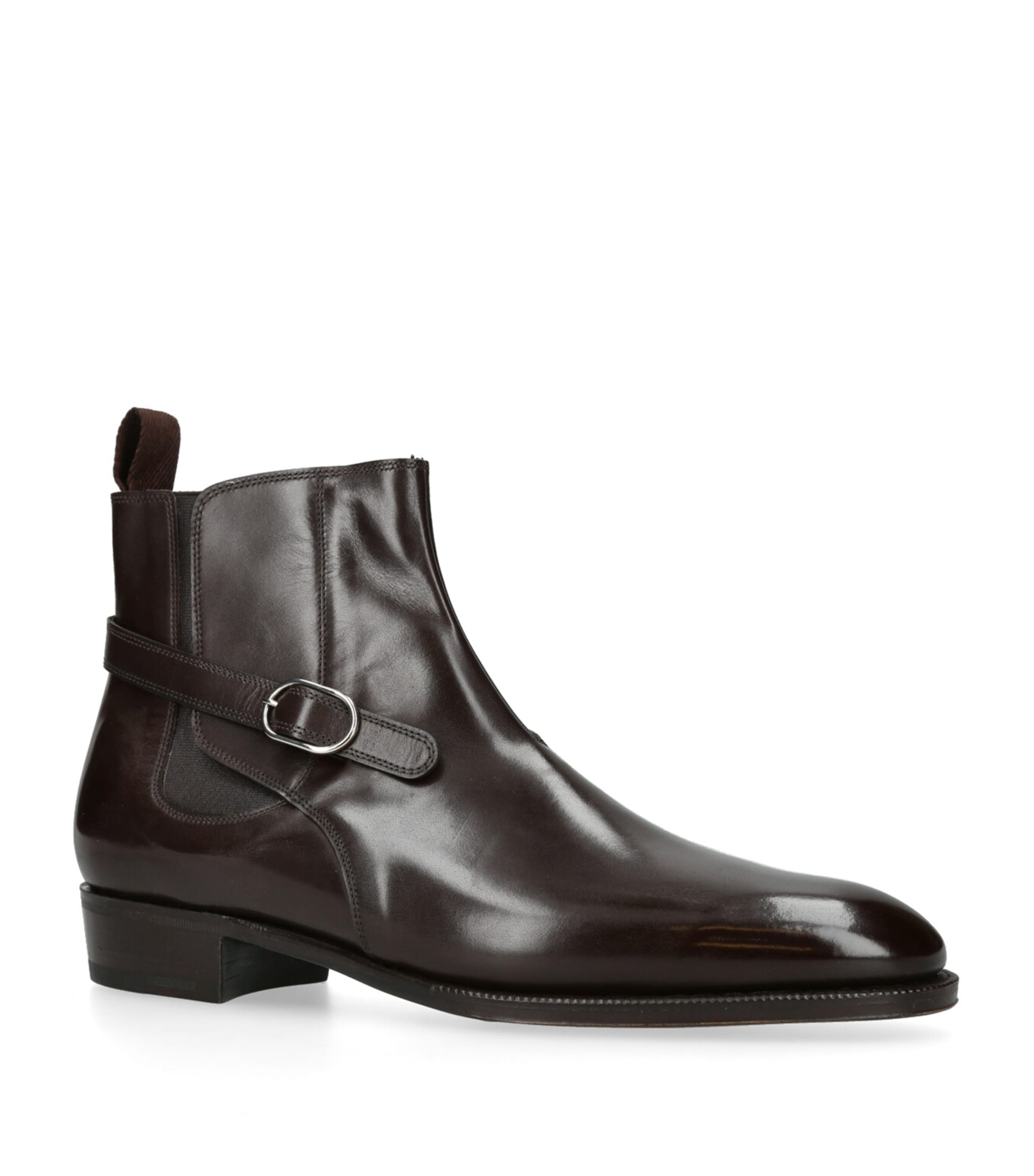 Leather Buckle Chelsea Boot DARK BROWN Image 3
