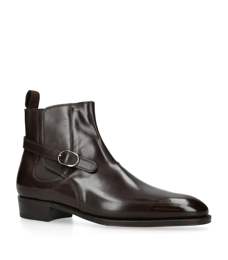 Leather Buckle Chelsea Boot DARK BROWN Image 3