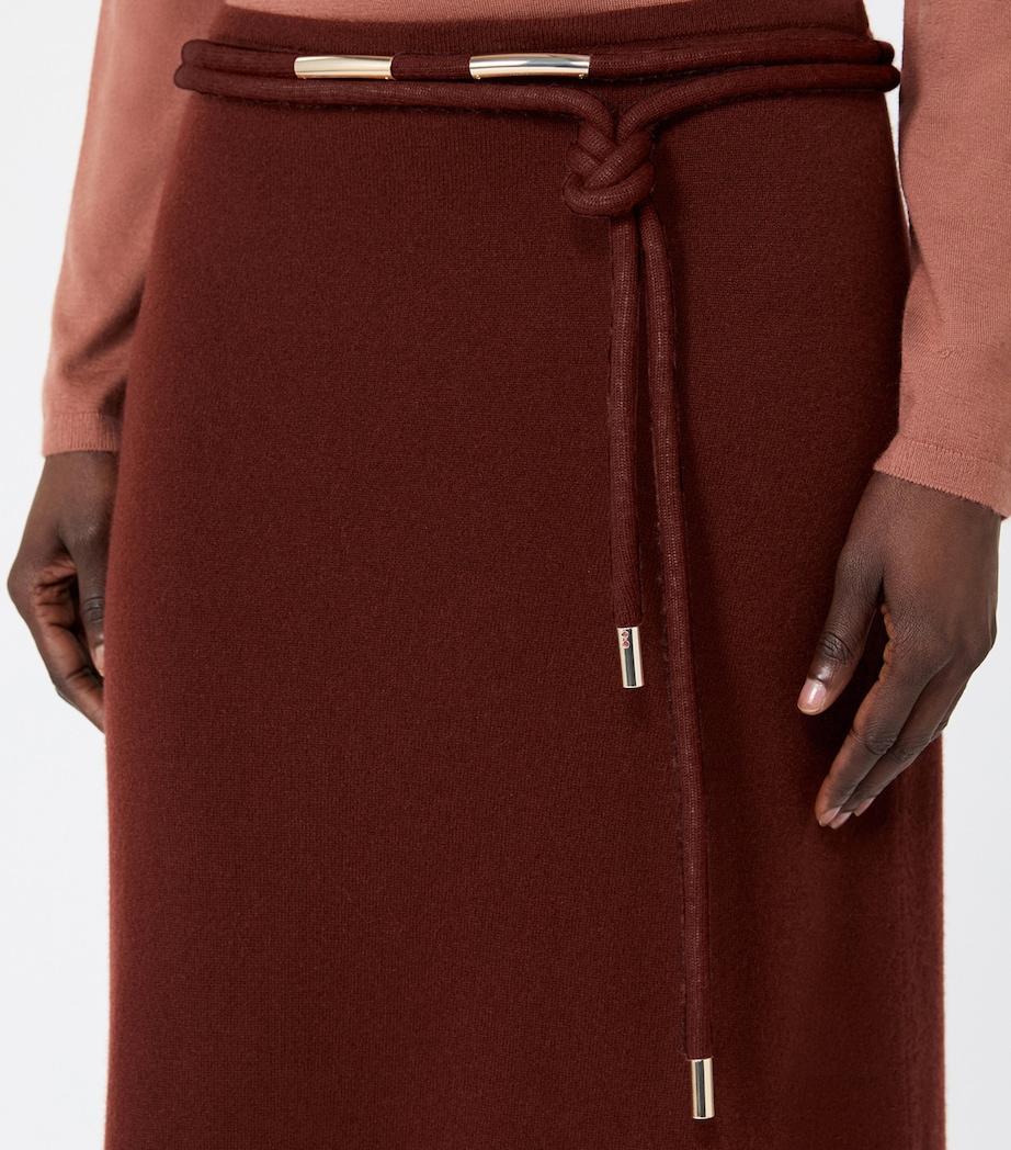 Max Mara Womens Cashmere String-Belt Maxi Skirt Rust Image 5