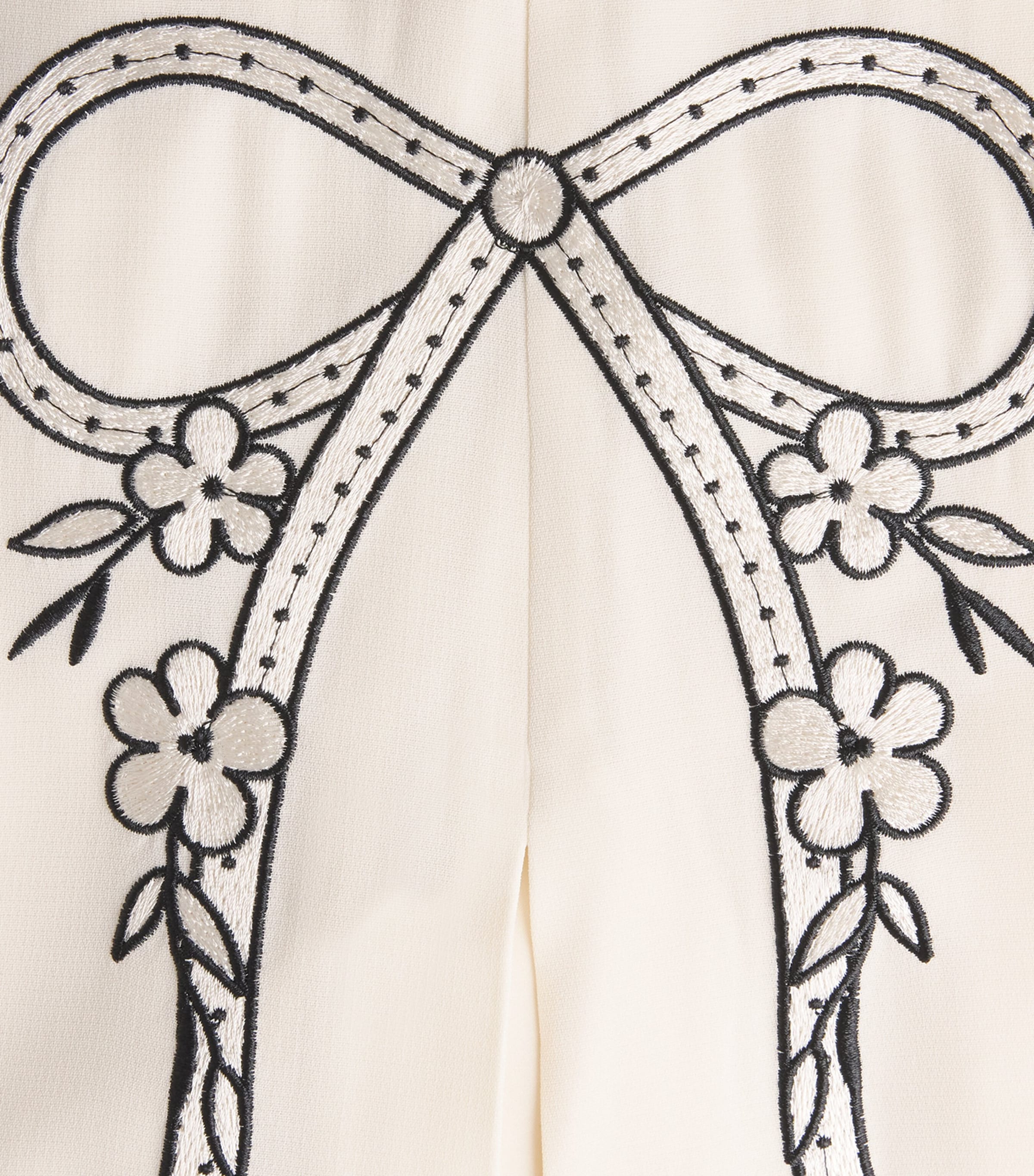 Cinq A Sept Womens Embroidered Bow Abeline Trousers Gardenia / Black Image 6