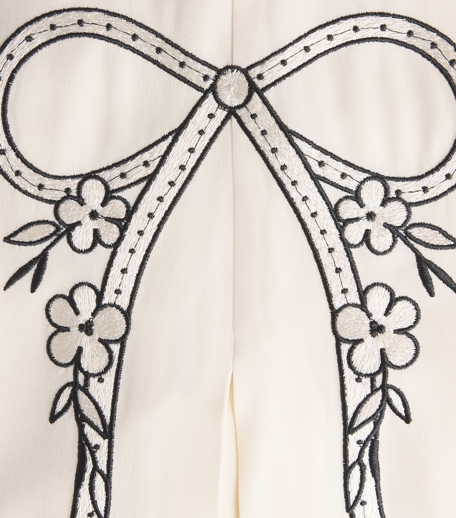 Cinq A Sept Womens Embroidered Bow Abeline Trousers Gardenia / Black Image 6
