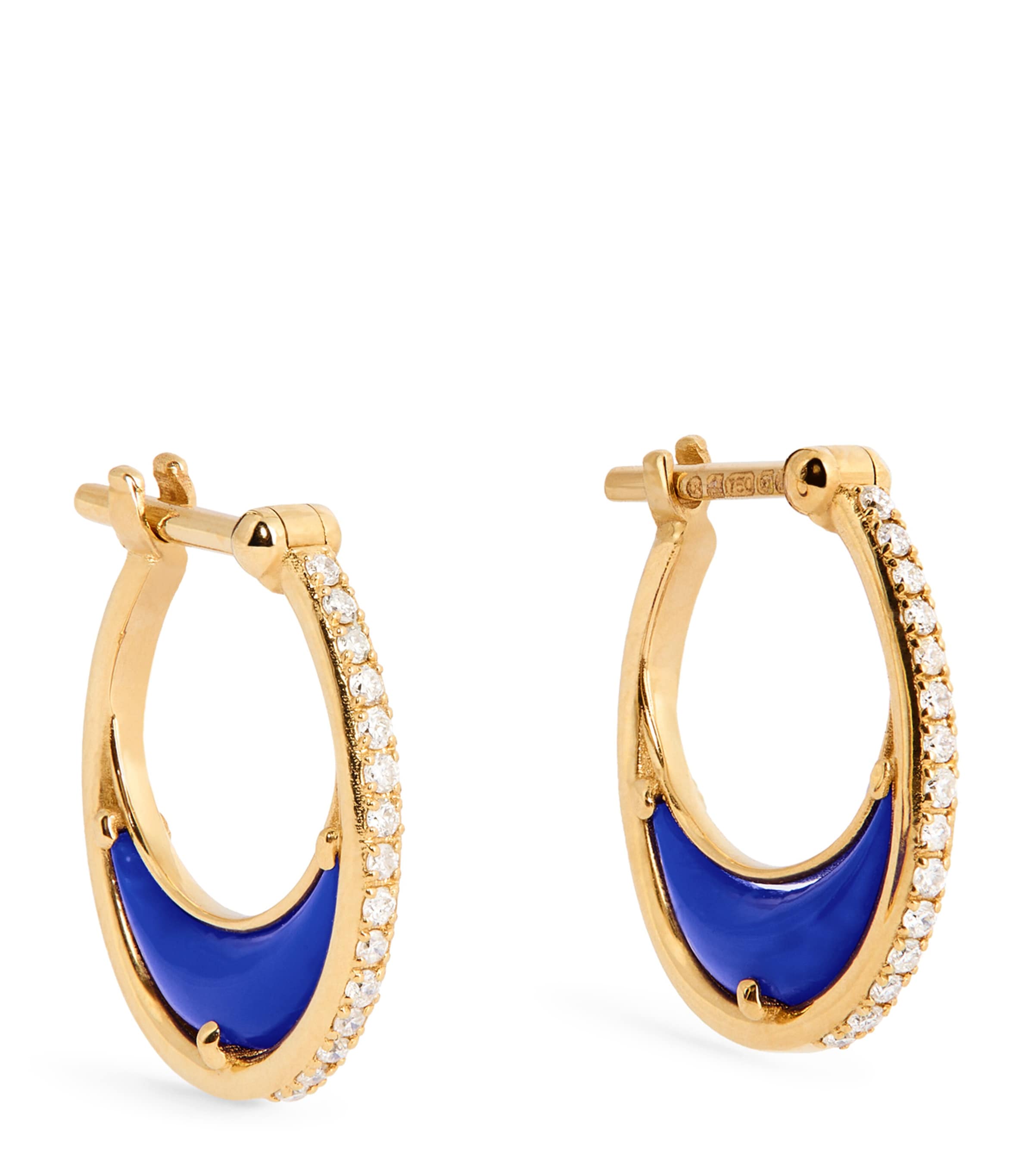 L'atelier Nawbar Yellow Gold And Diamond Bloop Moon Lot N*91 Hoop Earrings In Gold
