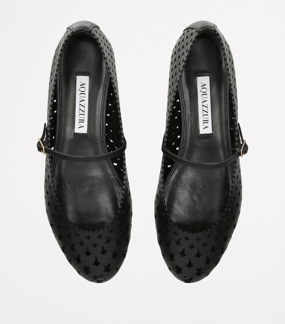 Aquazzura Leather Amourose Ballet Flats Black Image 4
