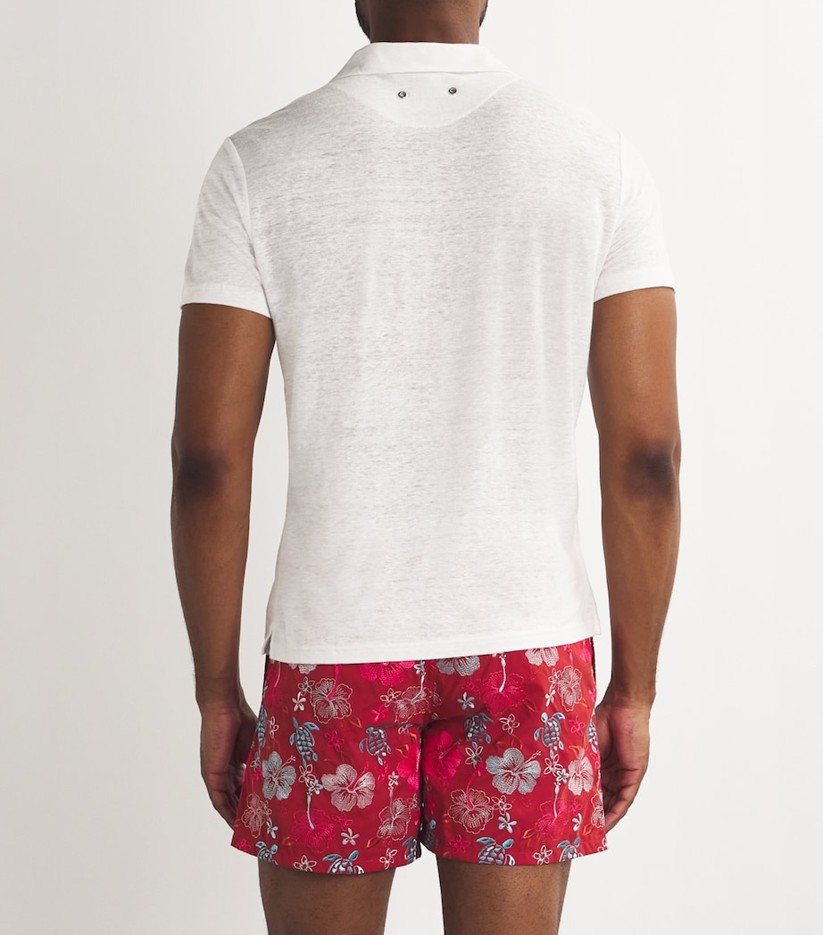 Linen Pyramid Polo Shirt 010 WHITE Image 4