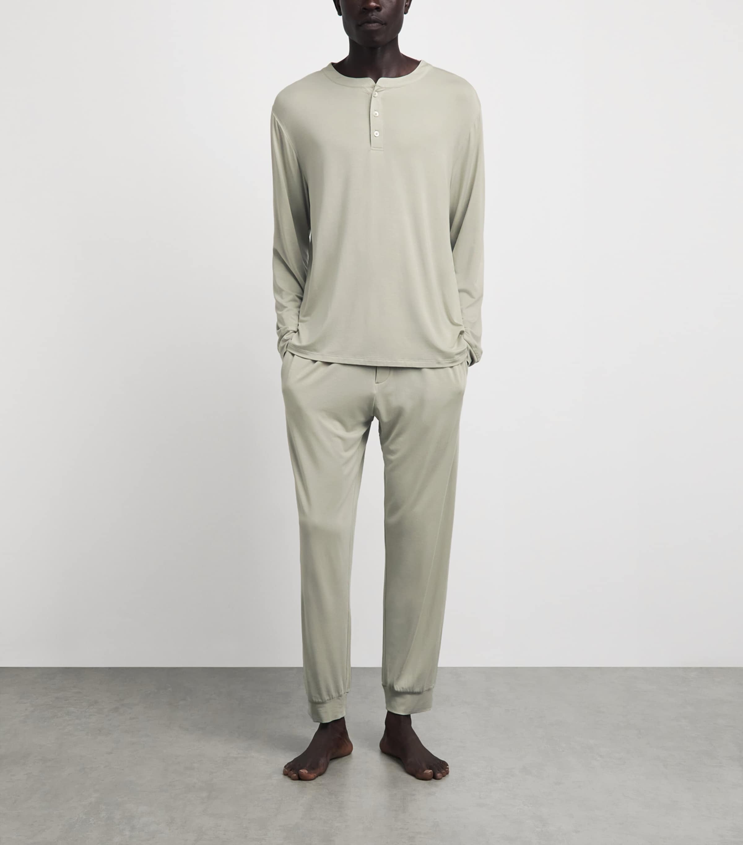 Eberjey Mens Modal Henry Long Pyjama Set Sandstone Image 2