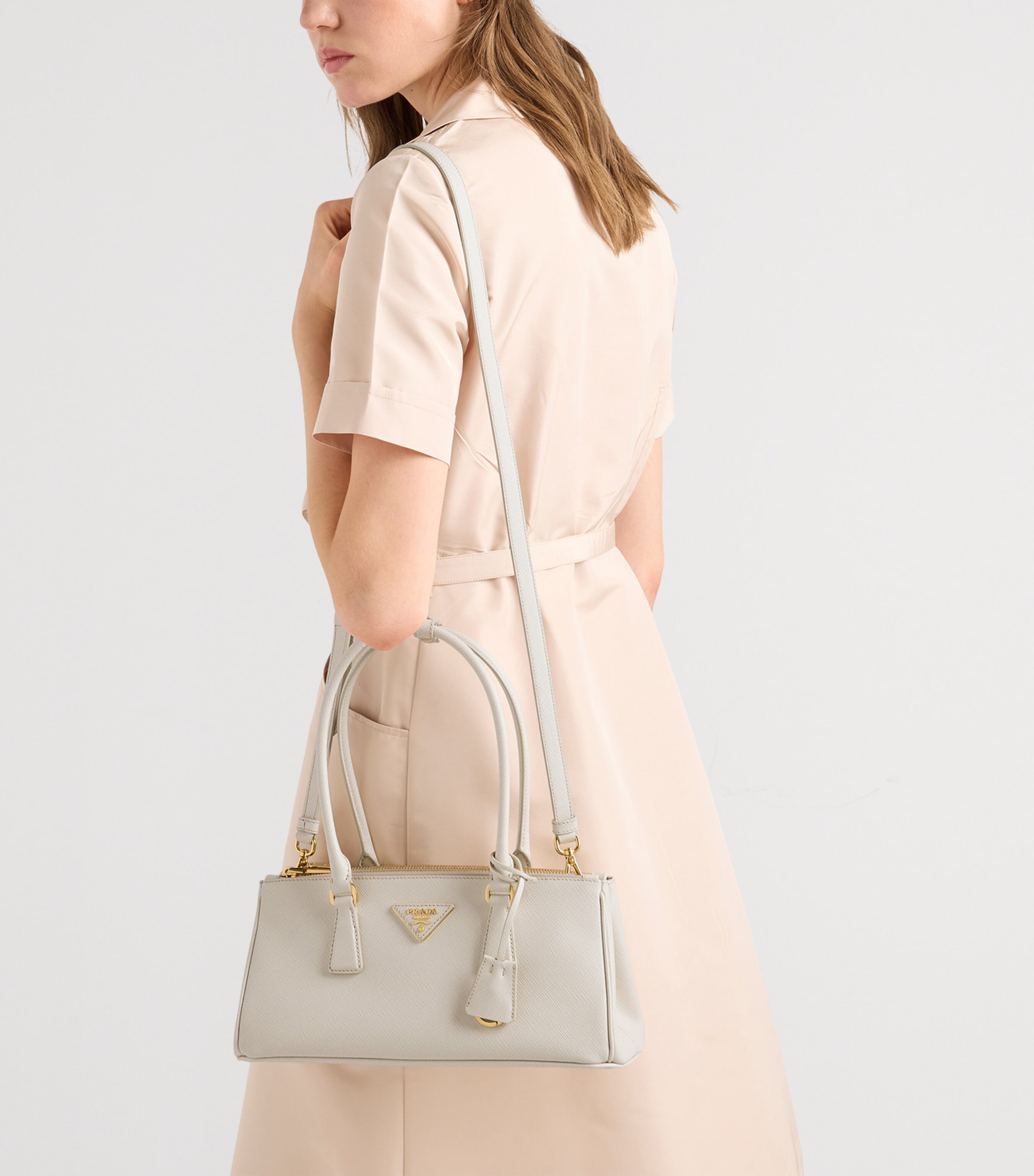 Prada Medium Leather Galleria Top-Handle Bag Neutral Image 4