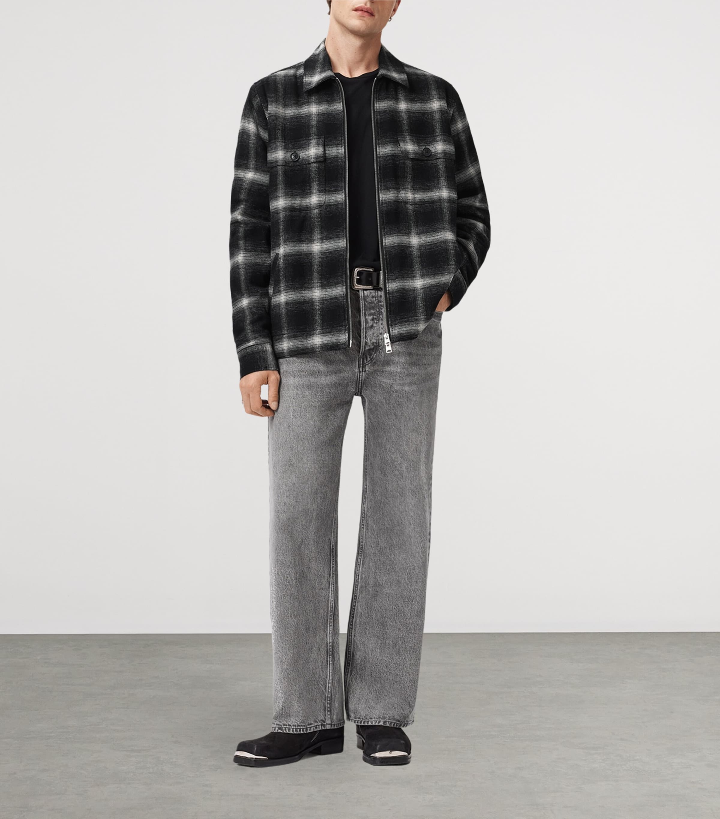 Organic Cotton Check Bayo Jacket BLACK Image 2
