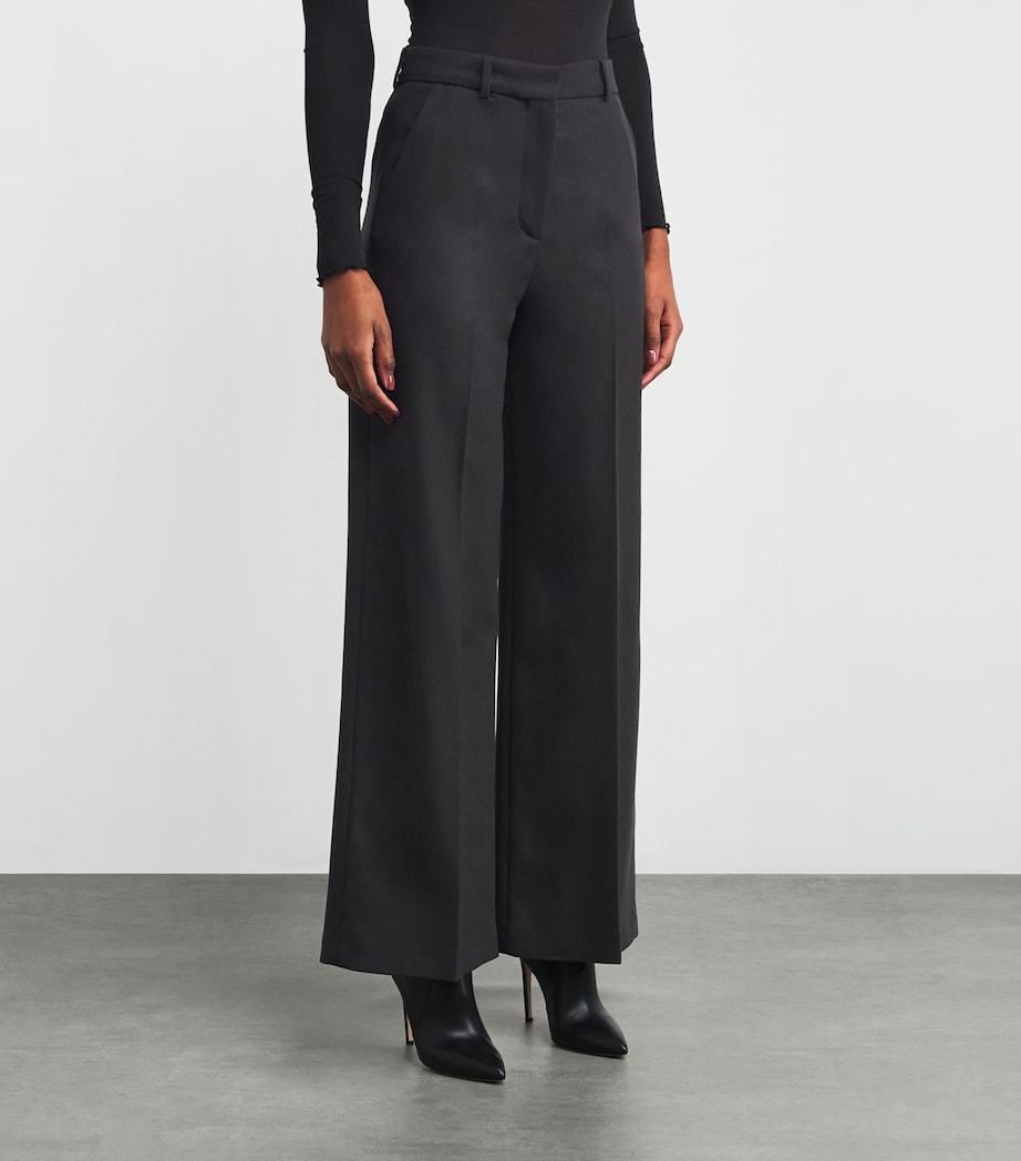 Virgin Wool-Blend Flannel Alana Trousers DARK SMOKE Image 3