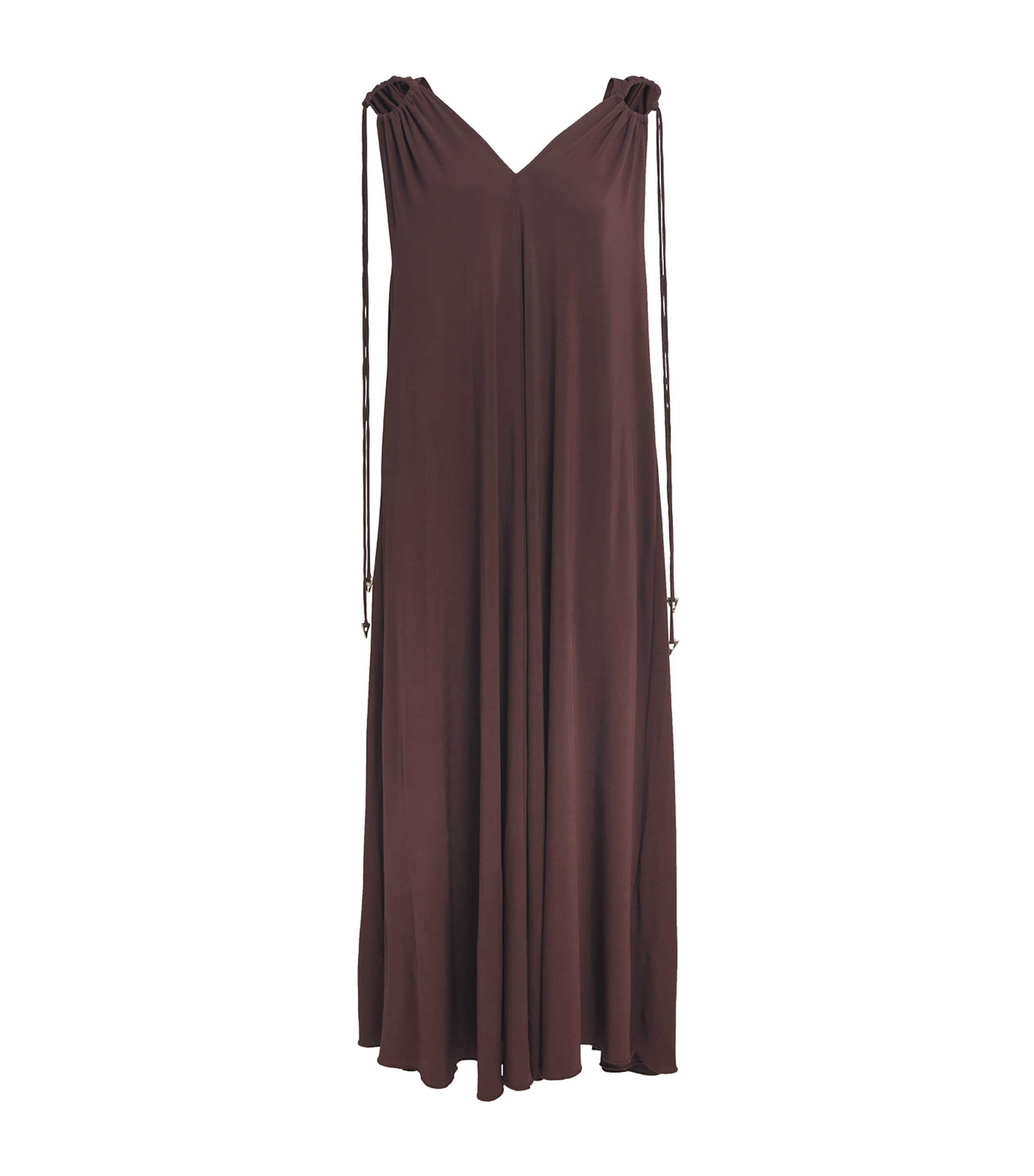 Aeron Gathered-jersey Doris Maxi Dress In Brown