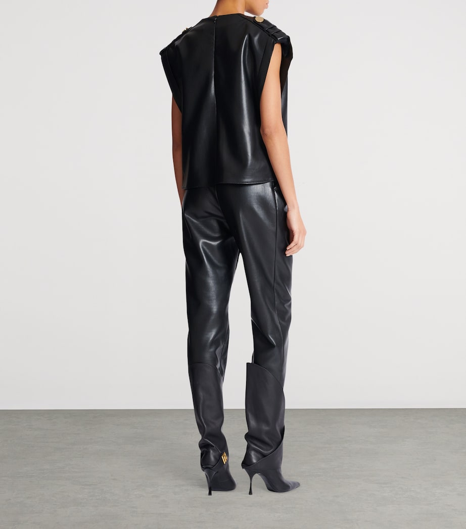 Faux Leather Draped Top 0PA NOIR Image 4