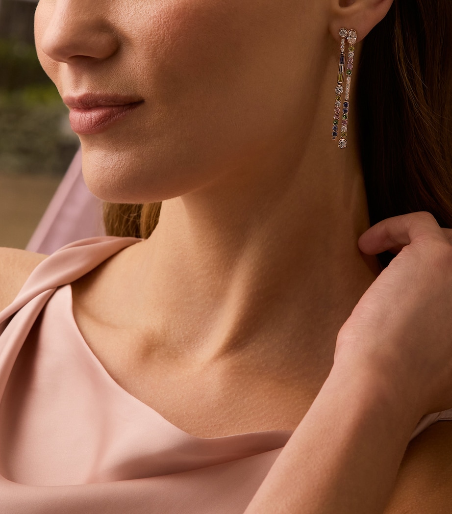 Rose Gold, Diamond, Sapphire and Tsavorite Play of Light Drop Earrings ROSE GOLD Image 2