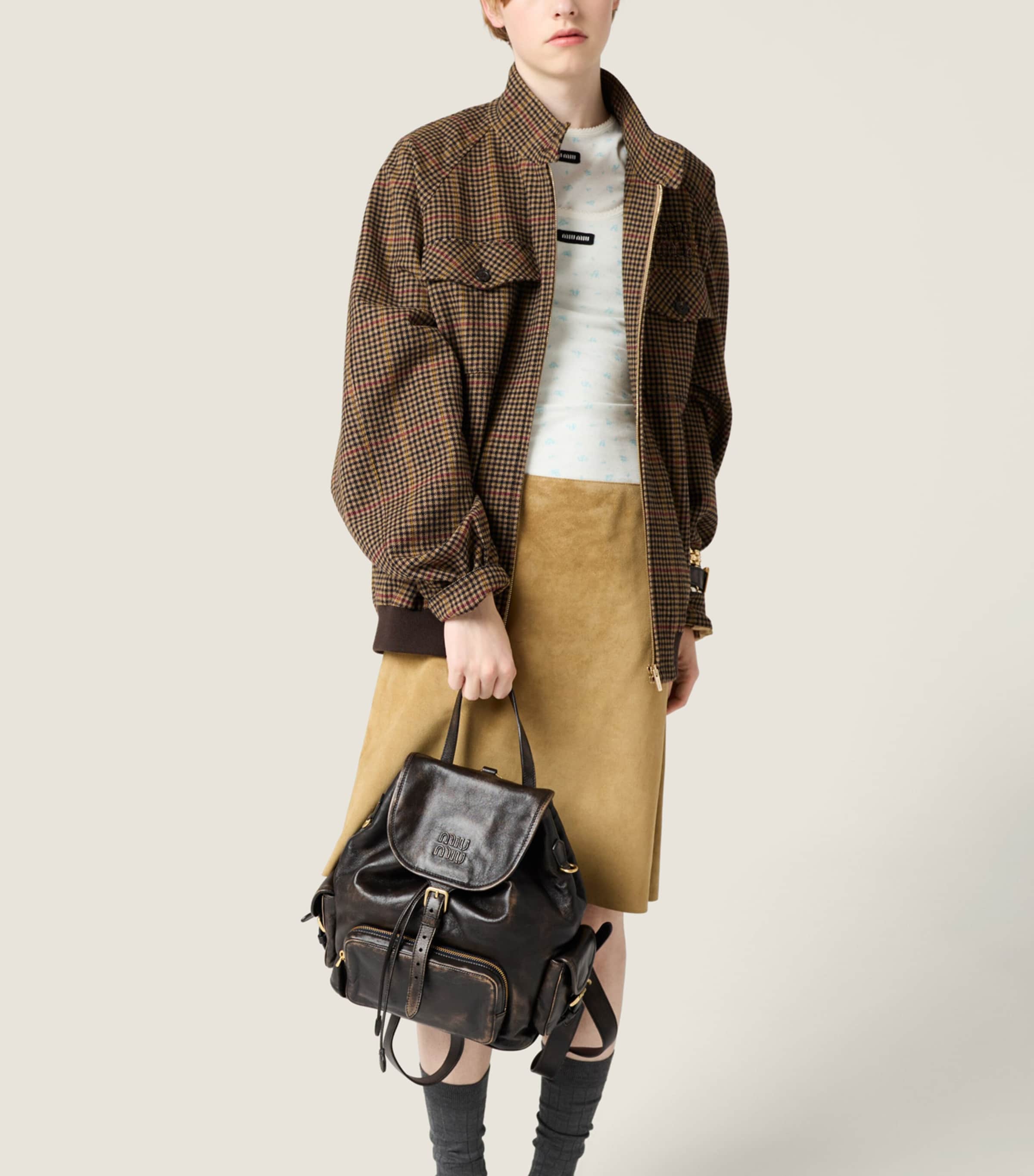 Miu Miu Womens Virgin Wool Houndstooth Jacket Image 4