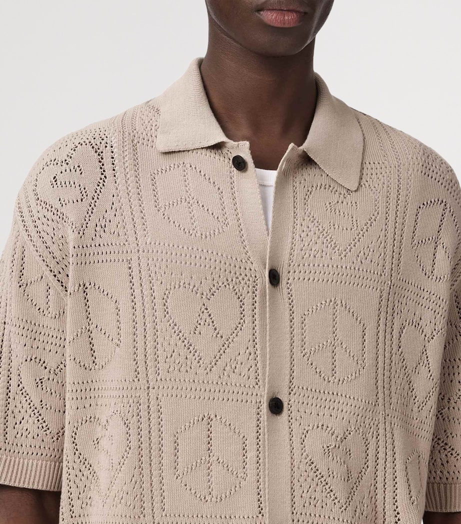 AllSaints Mens Organic Cotton Knitted Shirt Sand Taupe Image 5