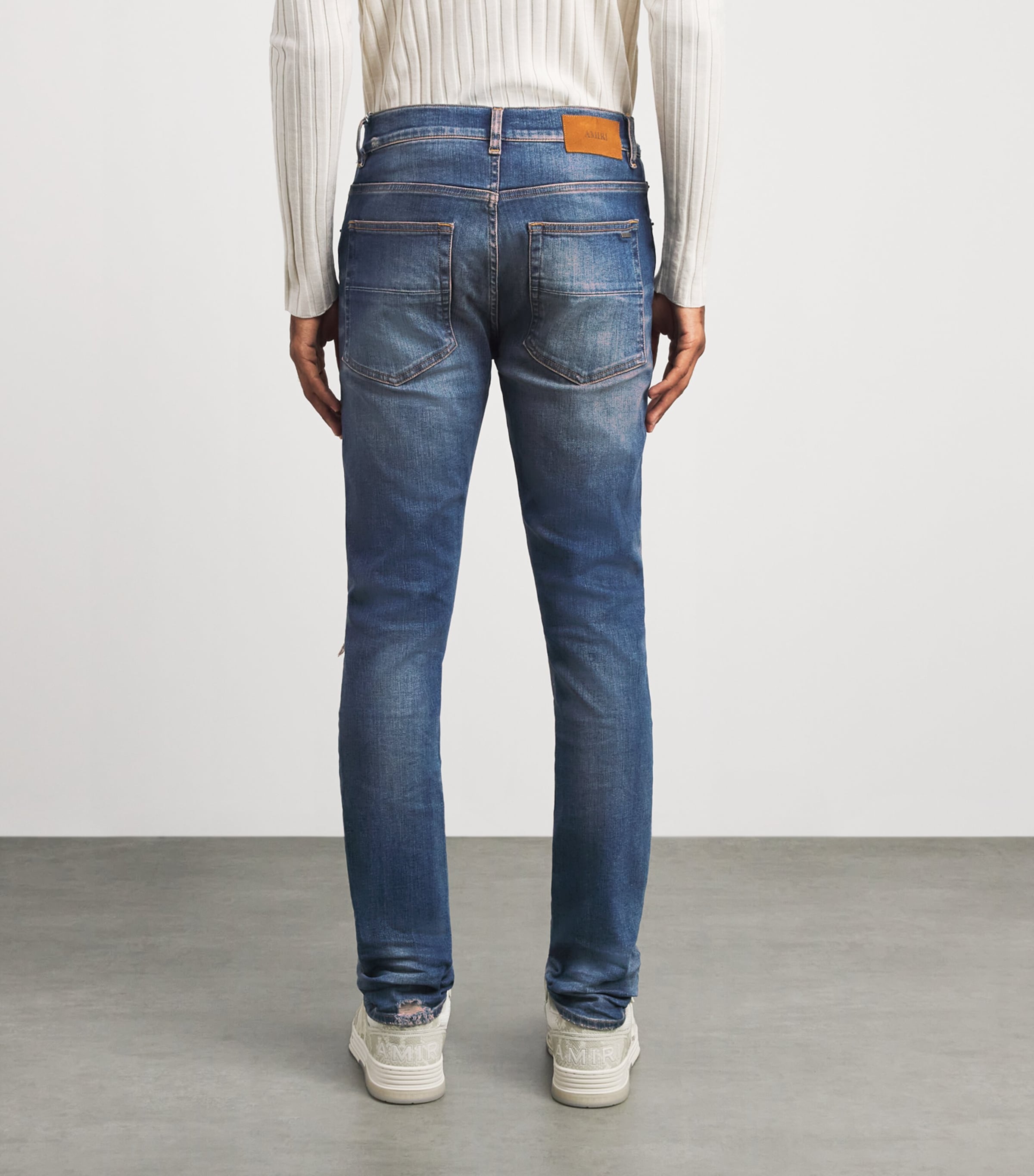 AMIRI Mens Distressed MX1 Straight Jeans Rich Indigo Image 5