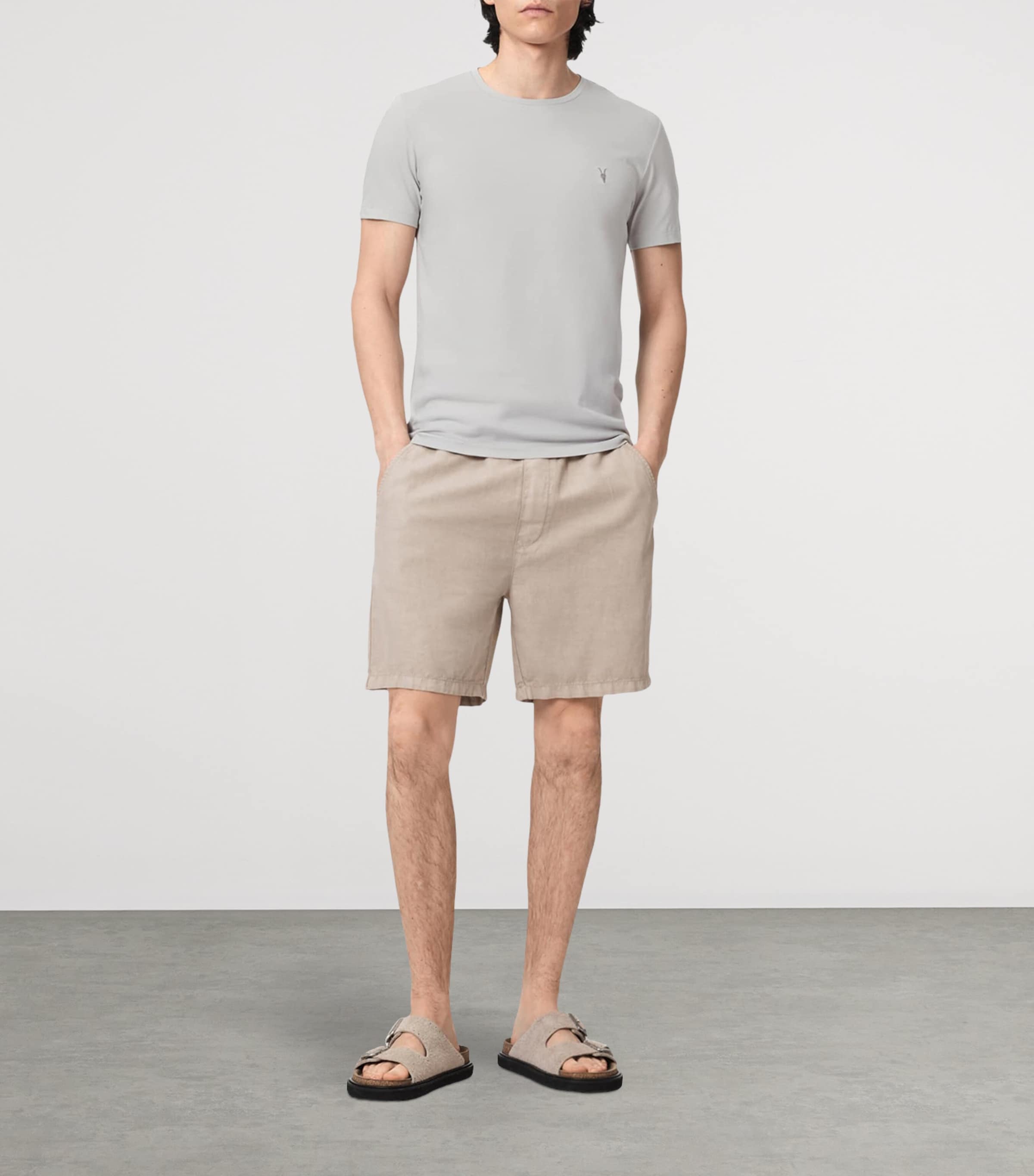 AllSaints Mens Organic Cotton Slim Tonic T-Shirt Pebble Grey Image 2
