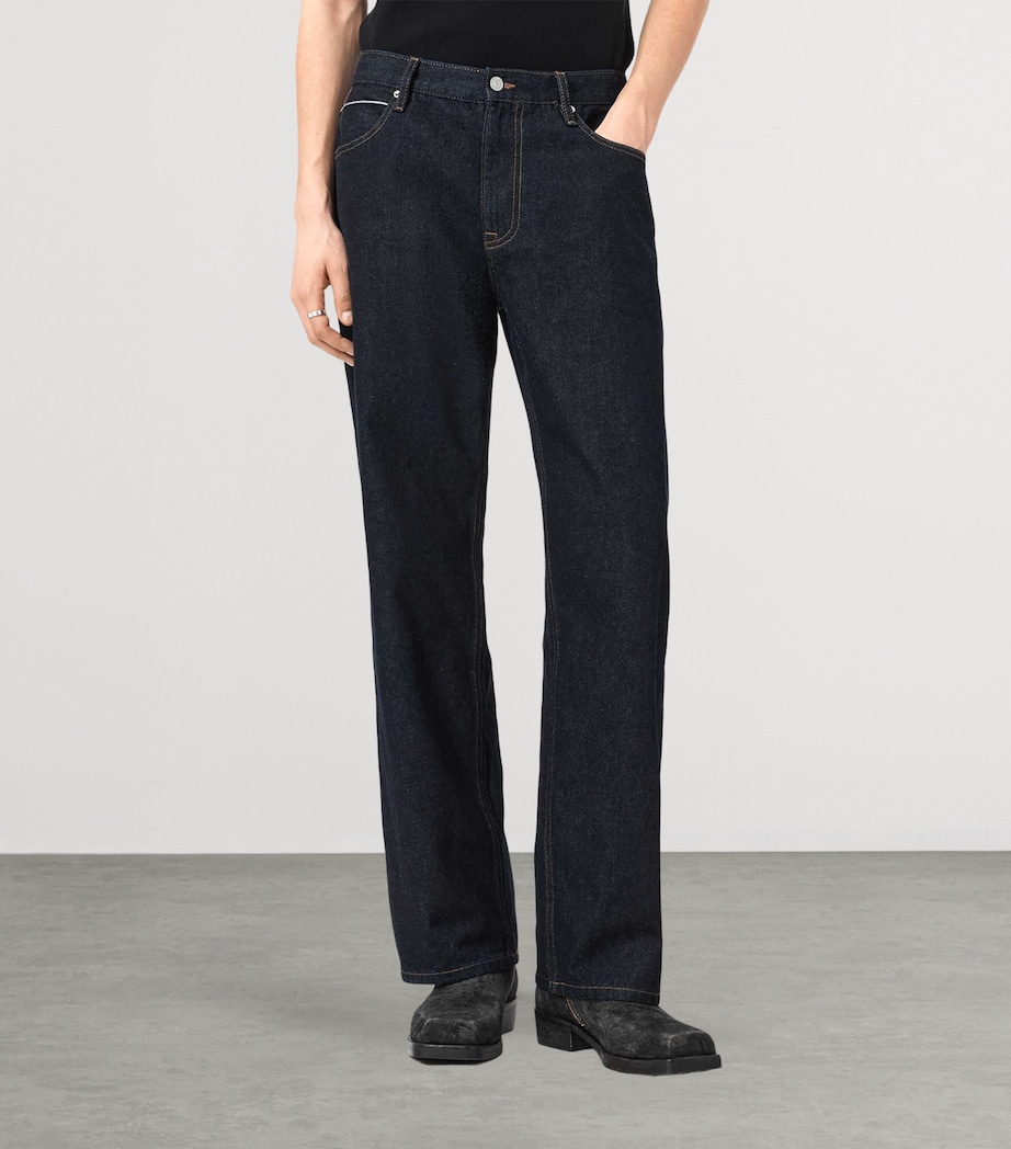 AllSaints Mens Mullen Straight Jeans Rinse Selvedge Image 3