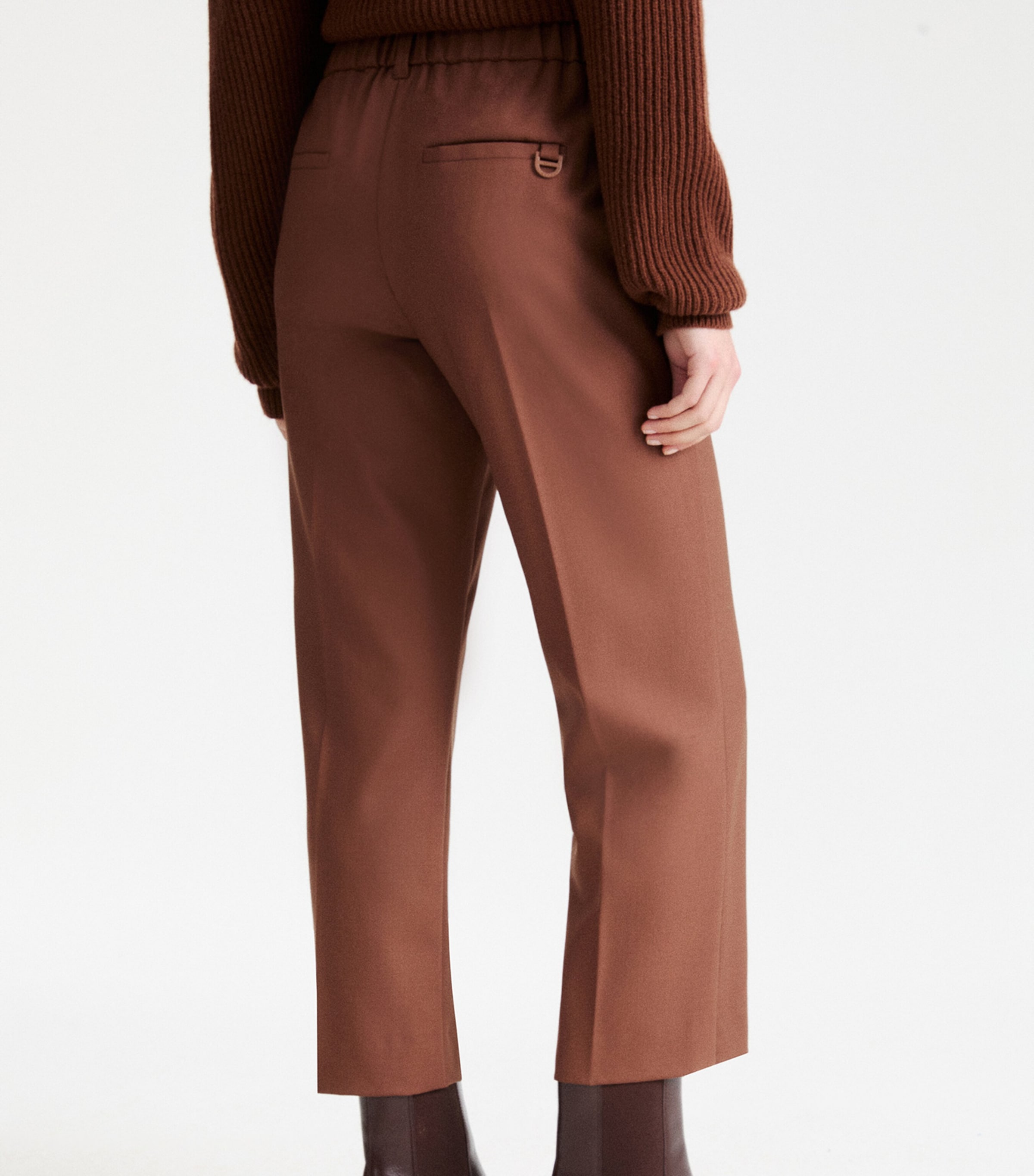Marella Womens Virgin Wool Straight Trousers Caramel Image 3