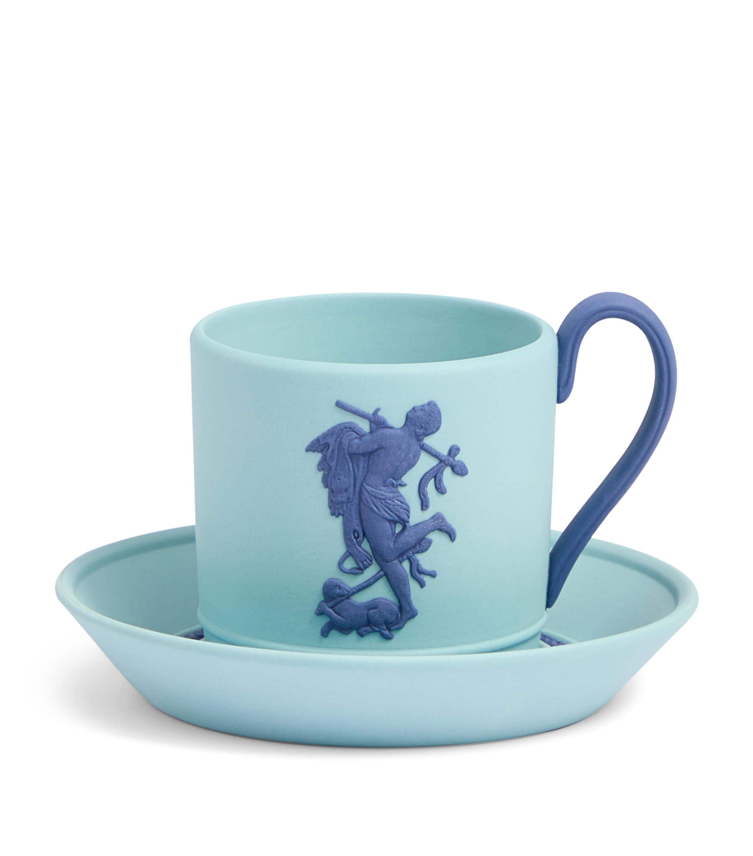 Wedgwood Jasper Bacchus Teacup And Saucer In Blue