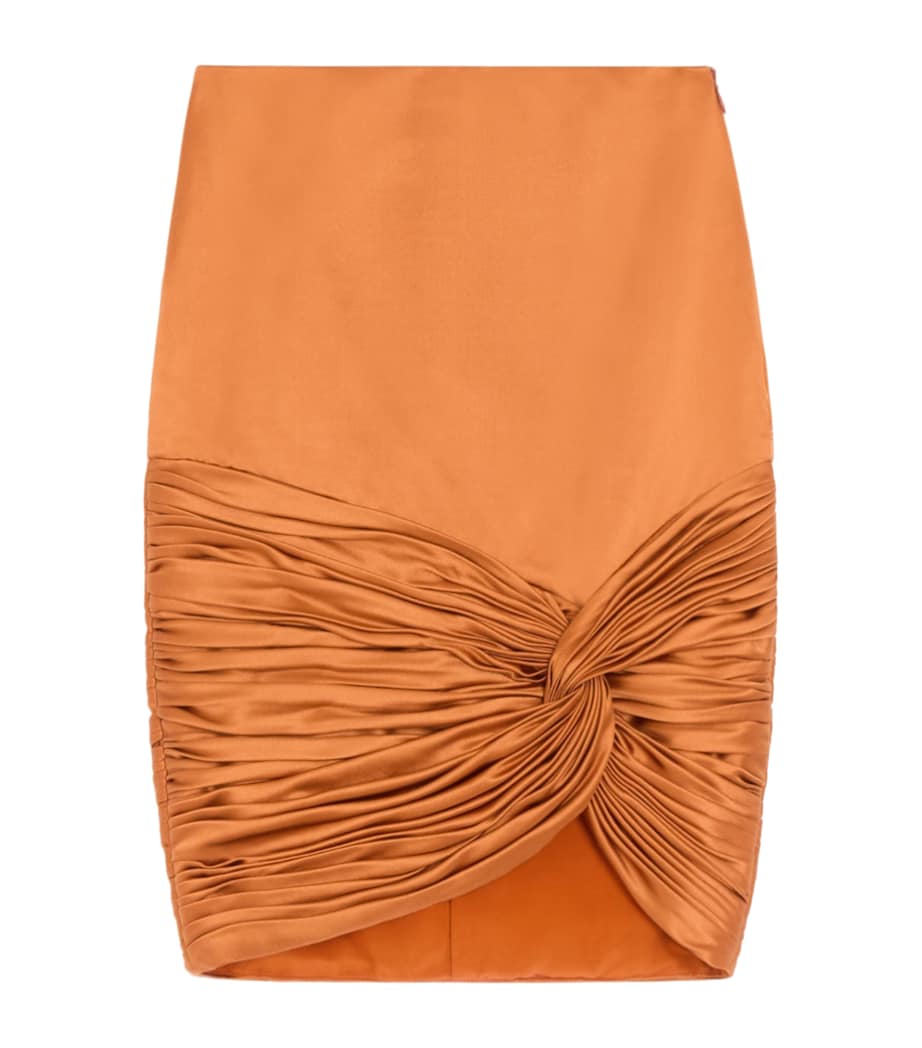Valentino Womens Satin Draped Plissé Mini Skirt Bar Image 1