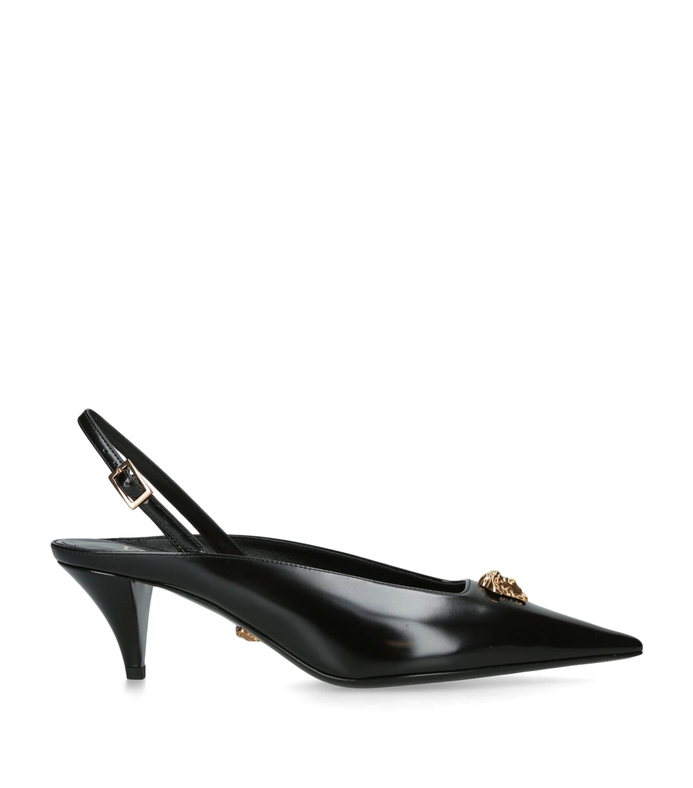 Leather La Medusa Slingback Pumps 55 BLACK Image 1