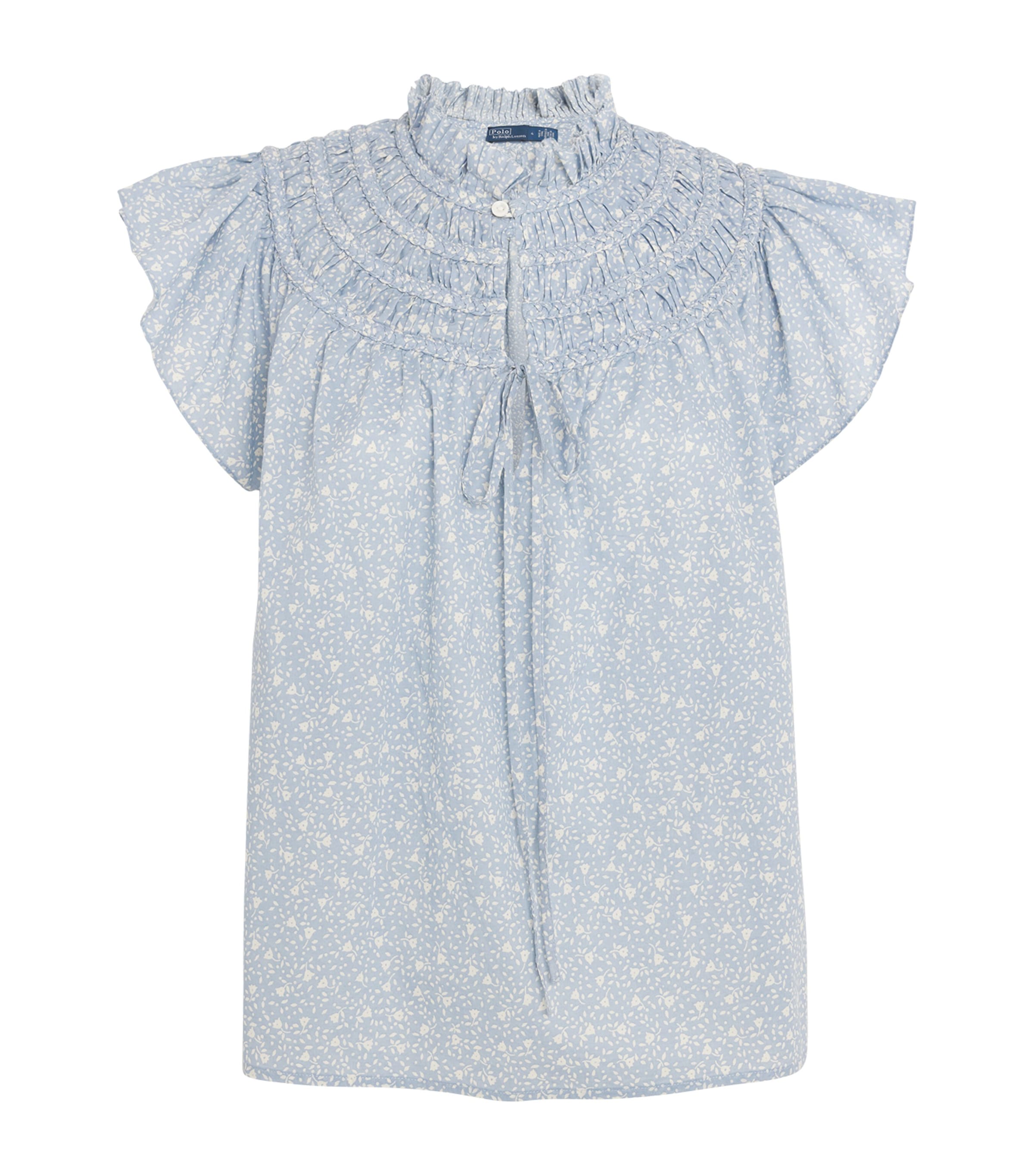 Polo Ralph Lauren Cotton Voile Floral Blouse In Blue