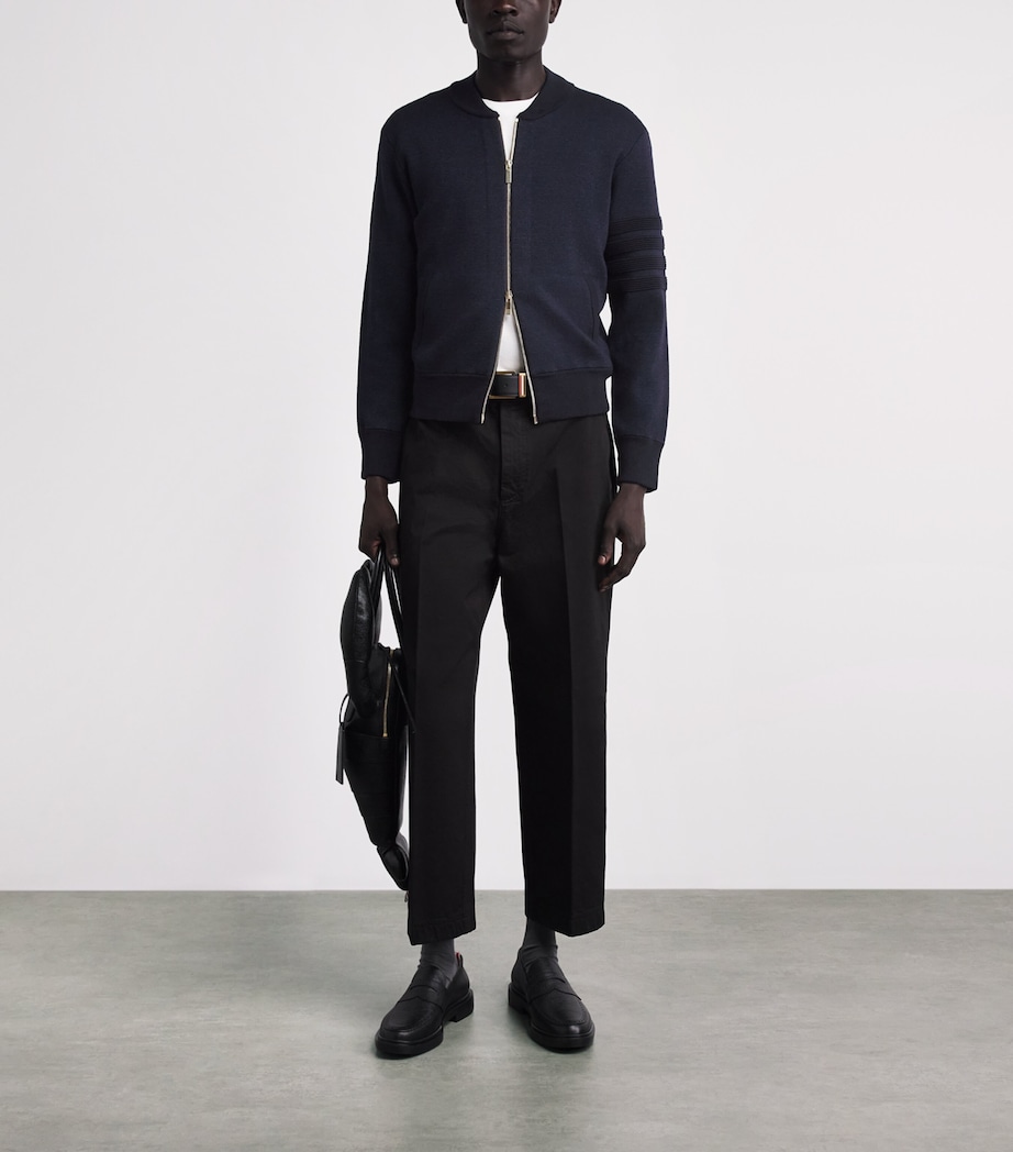 Thom Browne Mens Virgin Wool-Blend Bomber Jacket Navy Image 2