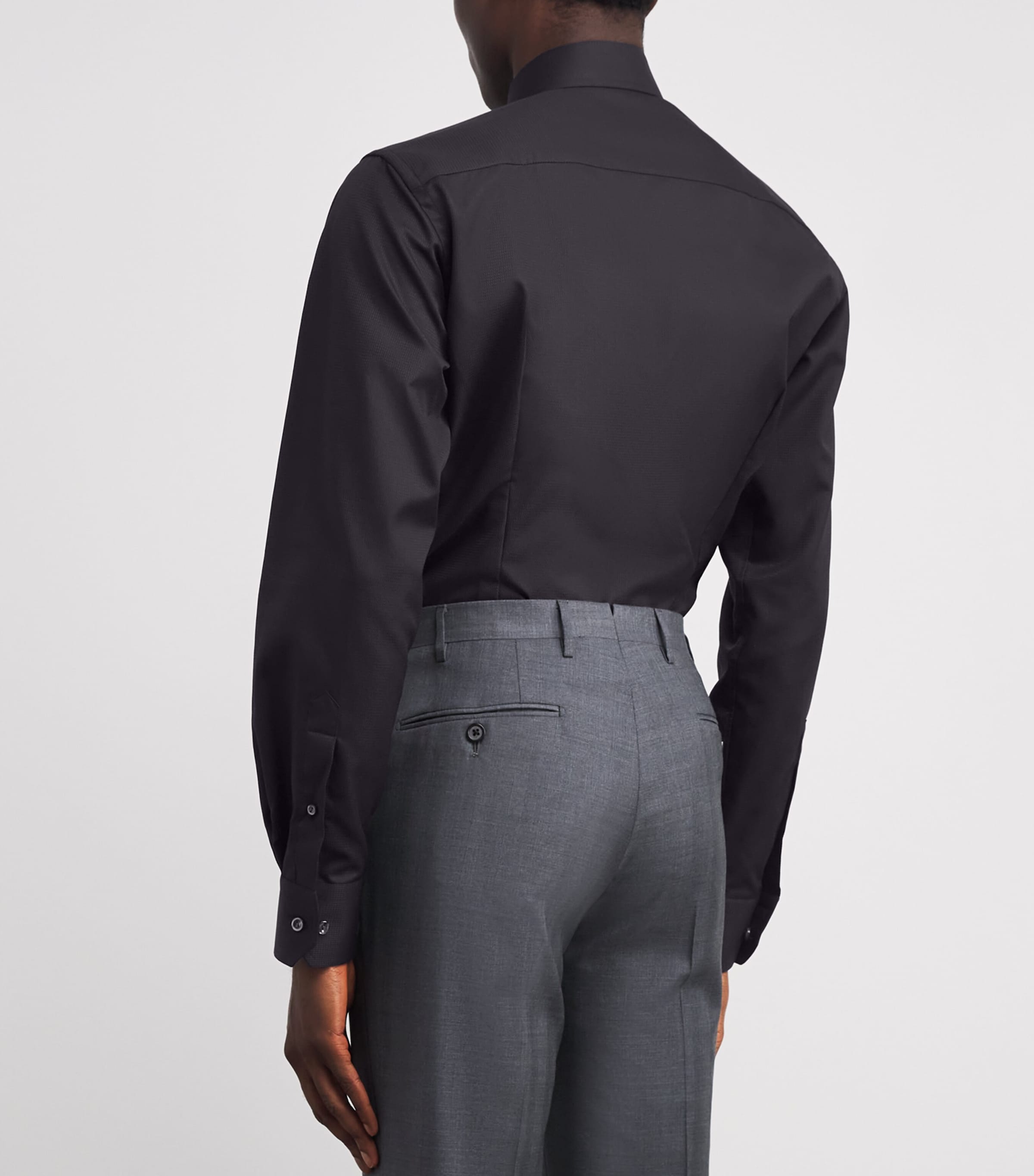 Cotton Dobby Contemporary Fit Shirt 18 BLACK Image 4