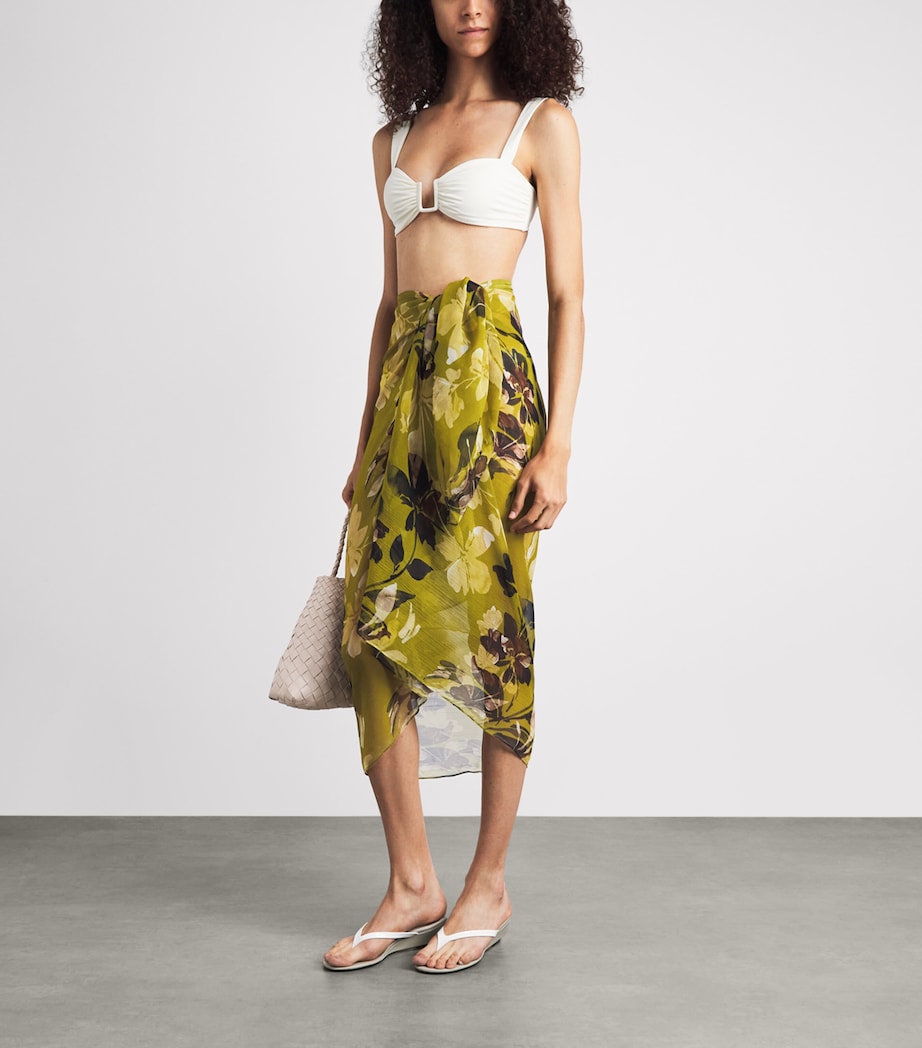 AWAY THAT DAY Womens Santorini Sarong Chartreuse Flr Print Image 2