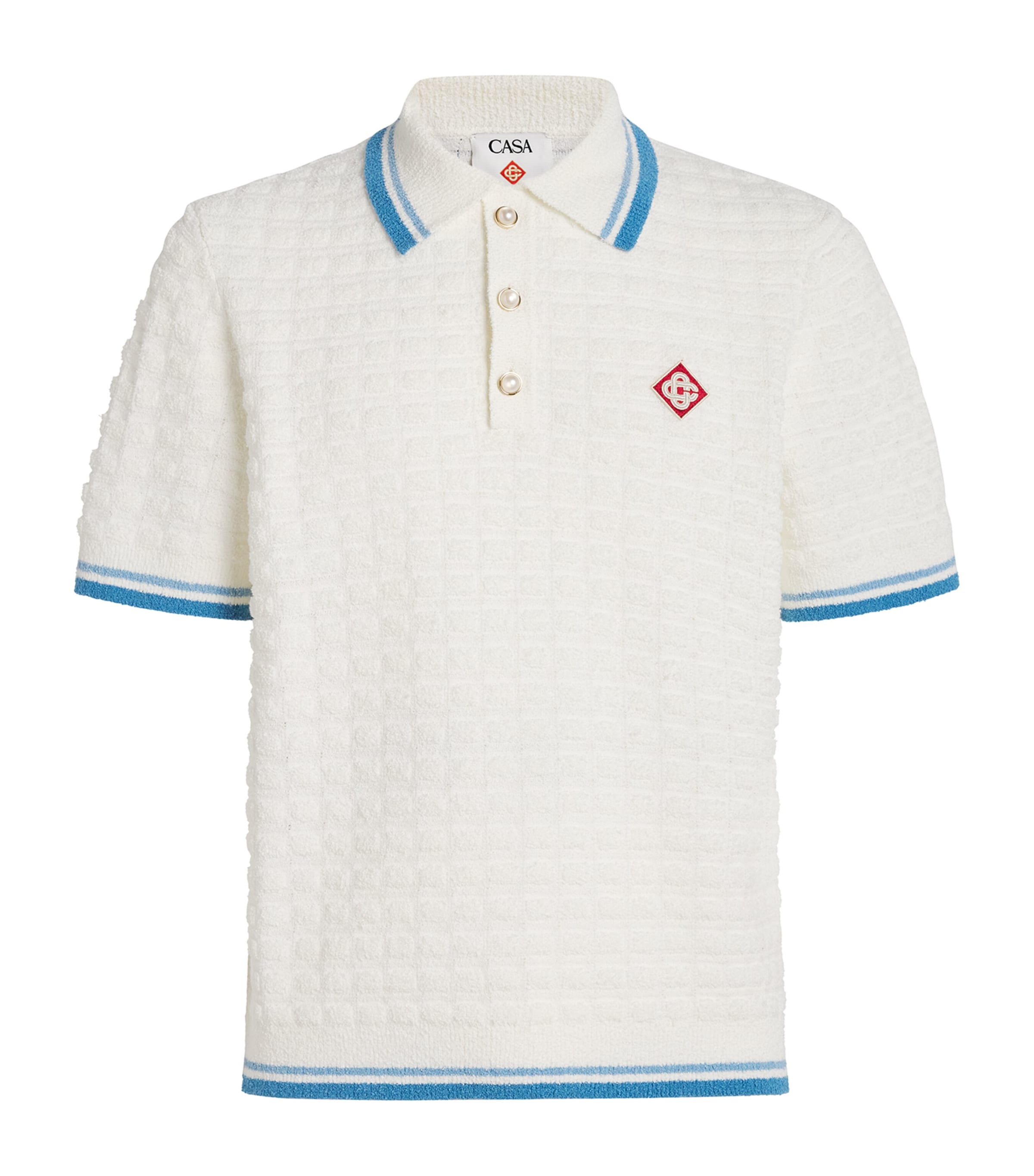 Casablanca White Shirt With Classic Collar And Chest Logo Patch In Cotton Man In White