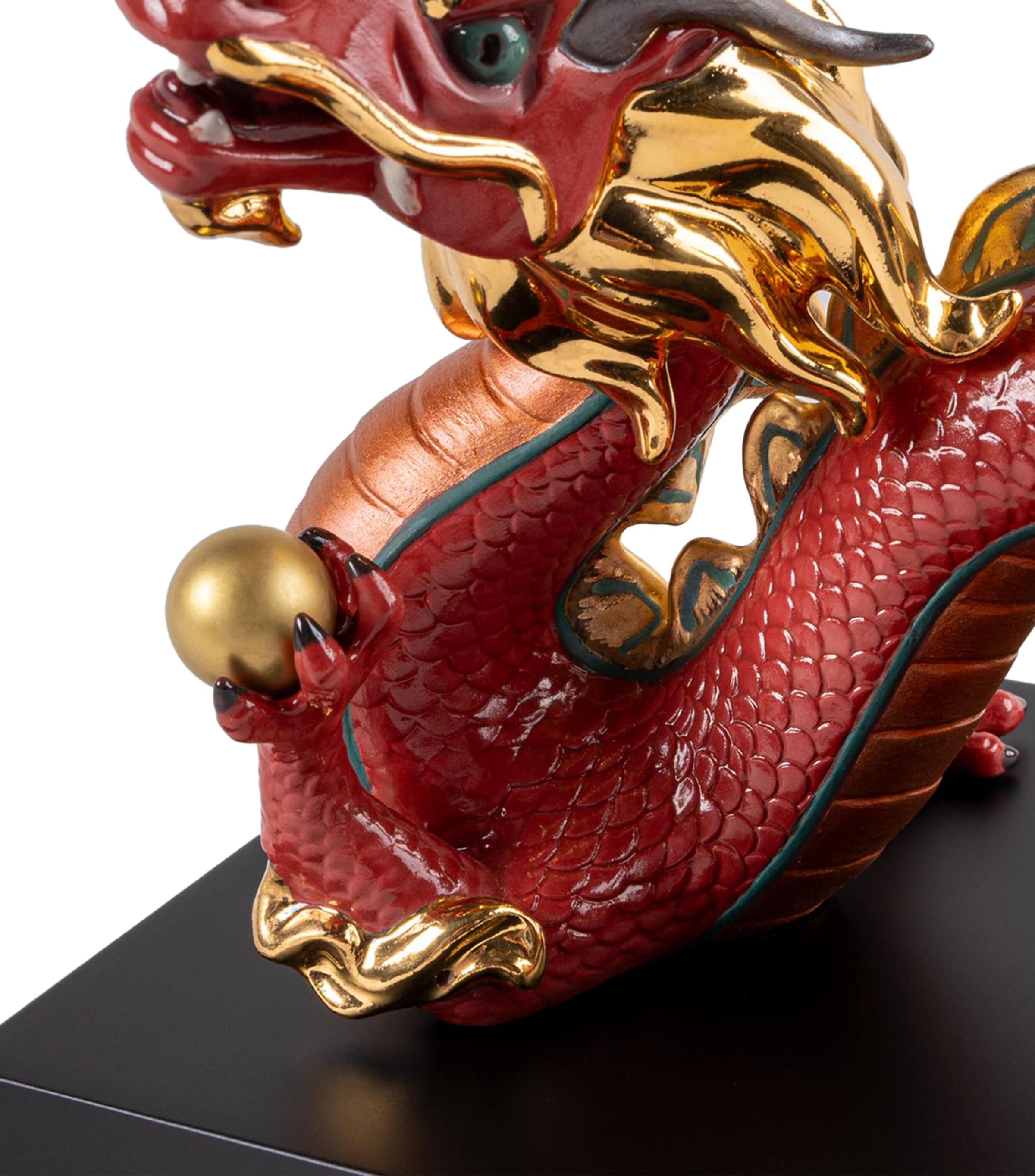 Lladró Porcelain Dragon Sculpture Red & Gold Image 5