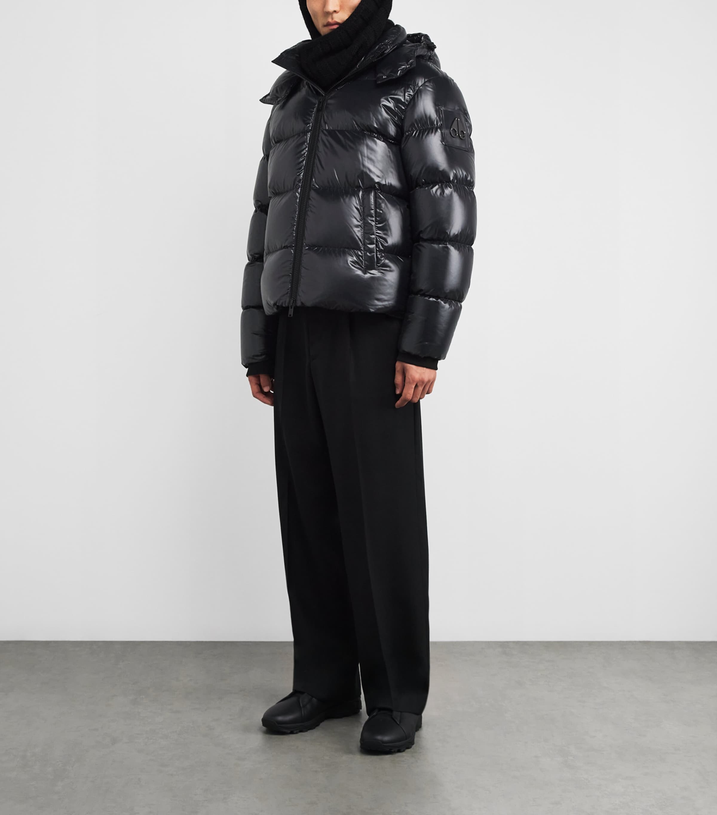 Down Shiny Puffer Jacket BLK W/BLK SH - 305 Image 2