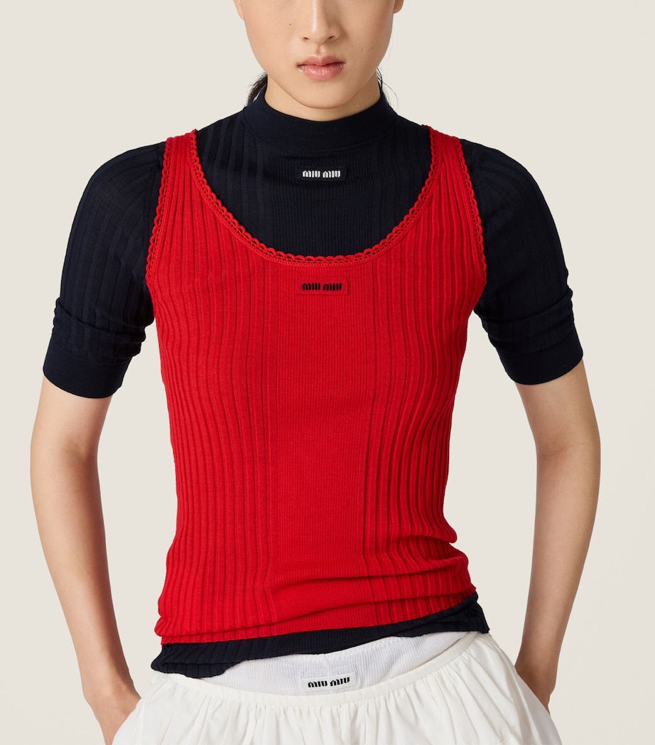 Wool Rib-Knit Tank Top F0011 Image 4