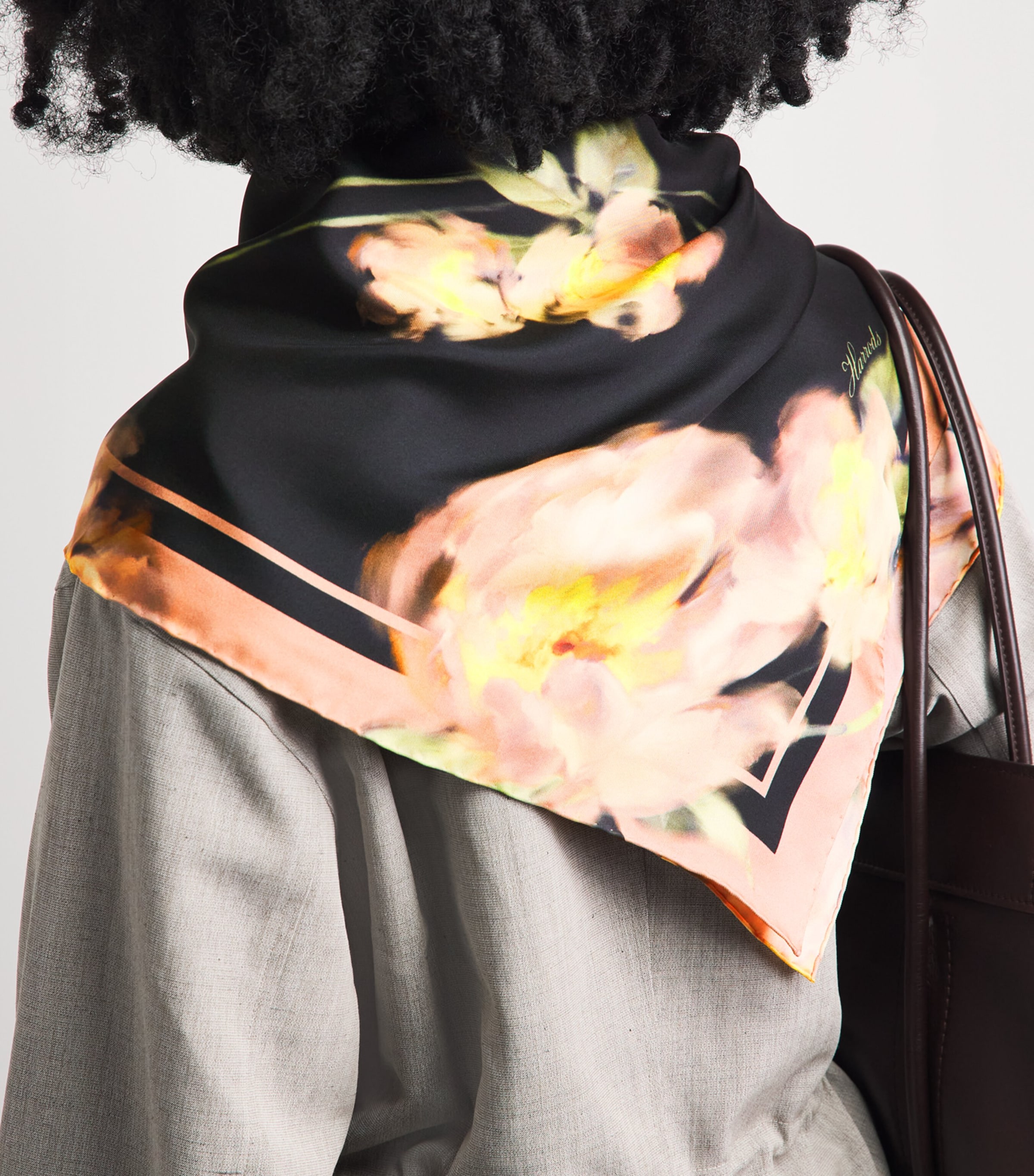 Harrods Silk Midnight Rose Scarf Image 3