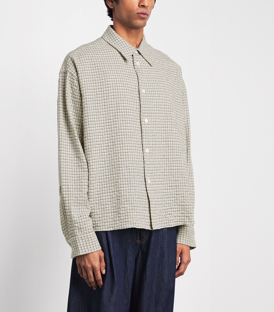 Studio Nicholson Mens Nostra Check Shirt Parchment / Black Image 4