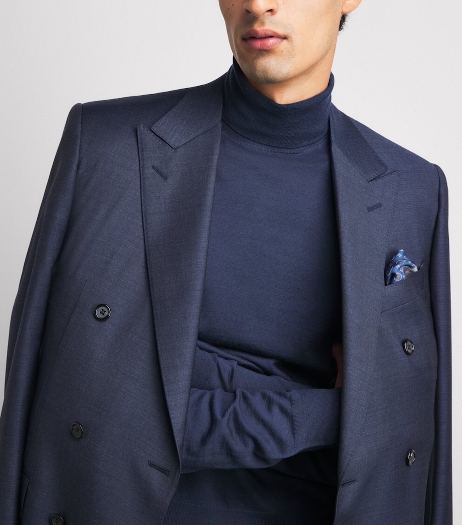 Corneliani Mens Merino Rollneck Sweater Drk Ceruole Blue Image 3