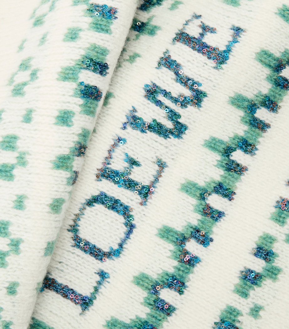 Wool-Blend Logo Scarf WHITE/MINT Image 3