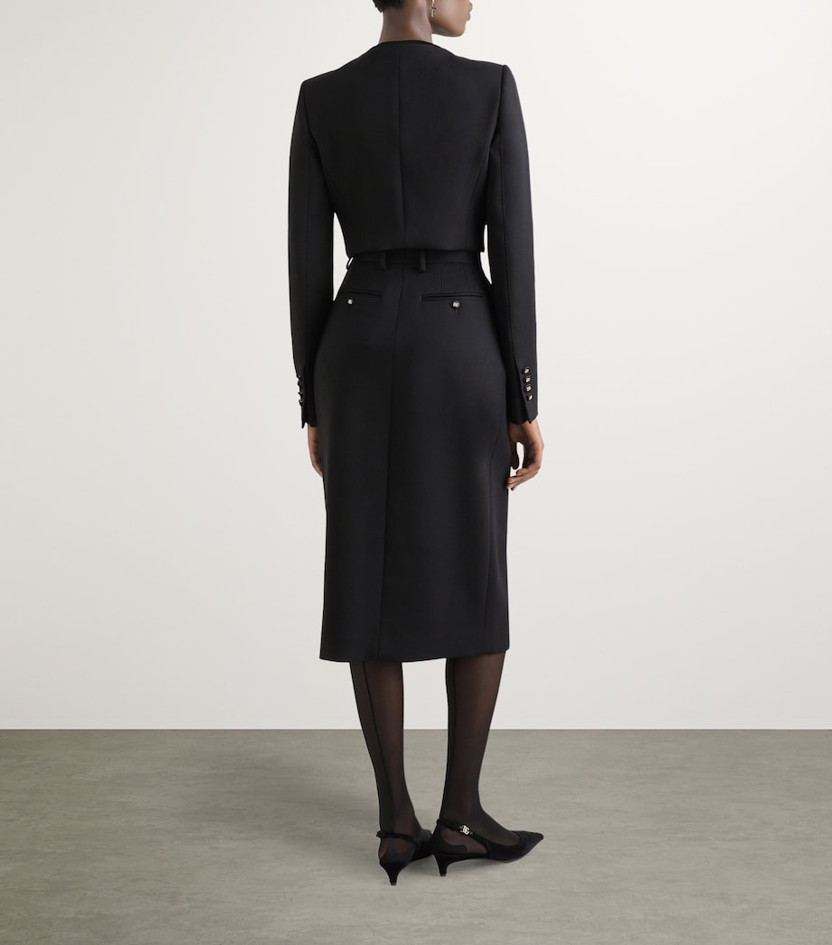 Wool Cropped Jacket N0000-BLACK Image 5